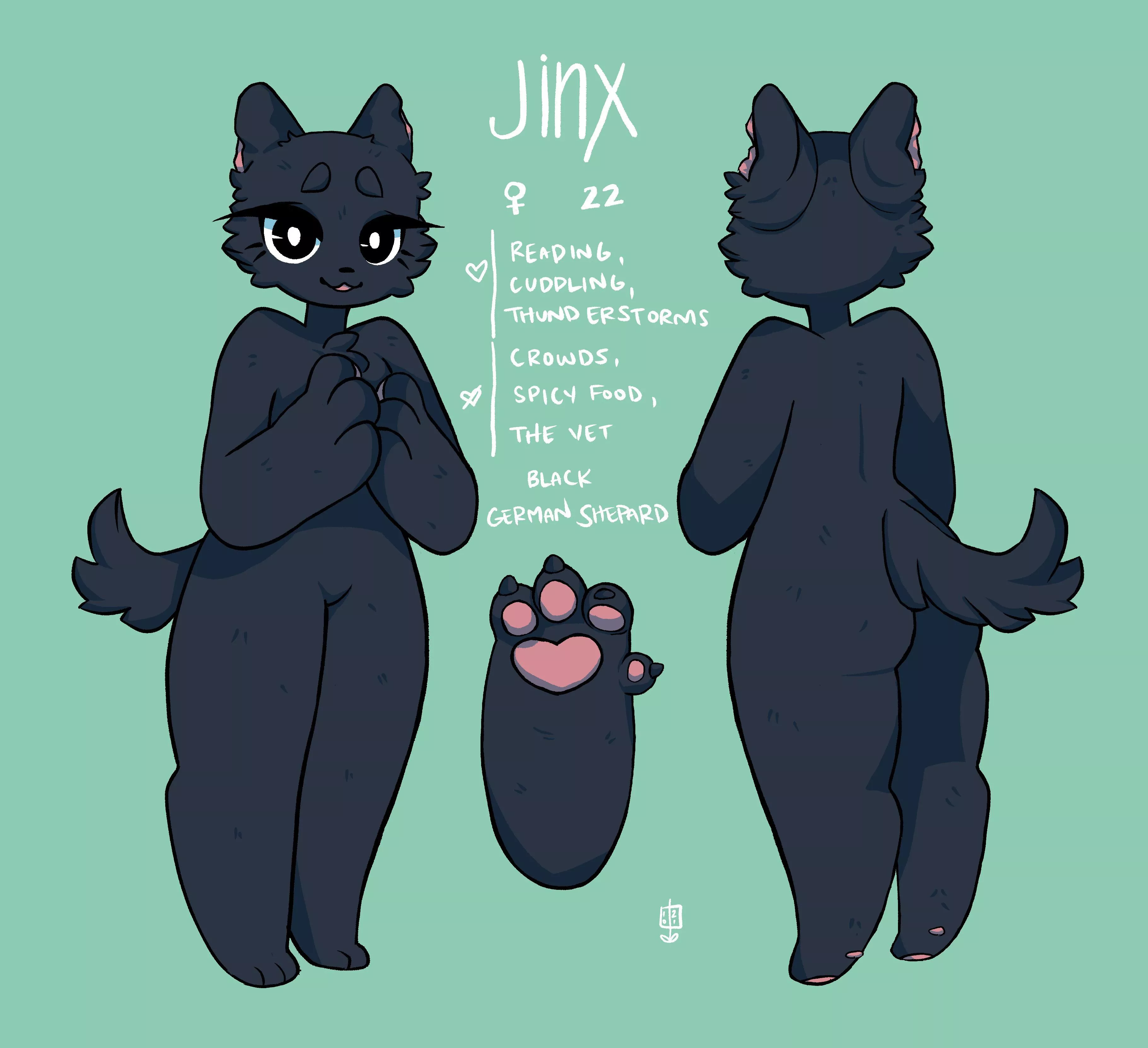 little ref sheet of my oc, Jinx 💕💕 posted by n0nbelle