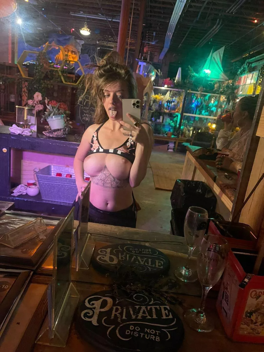 Local bar wench flashing when no one's watching posted by babytaybae