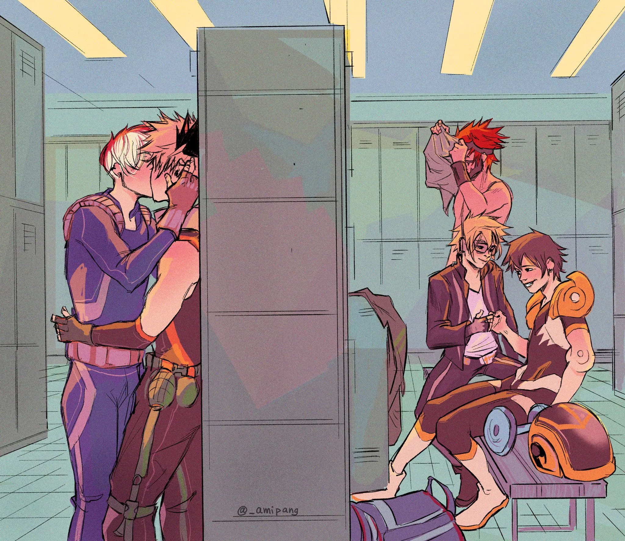 Locker room 🏋️‍♂️ (amipang aka @_amipang)[My Hero Academia] posted by SilentlyRosy