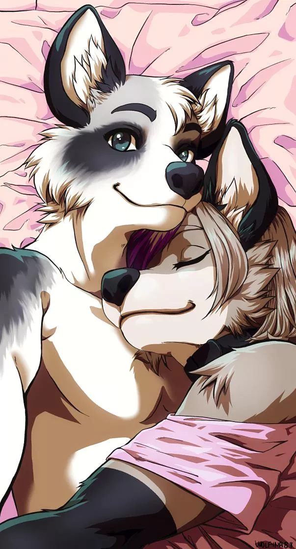 Lockscreen commission I got for me and my bf (Made by @wolfyna88 on Twitter) posted by Nathan_Raccoon