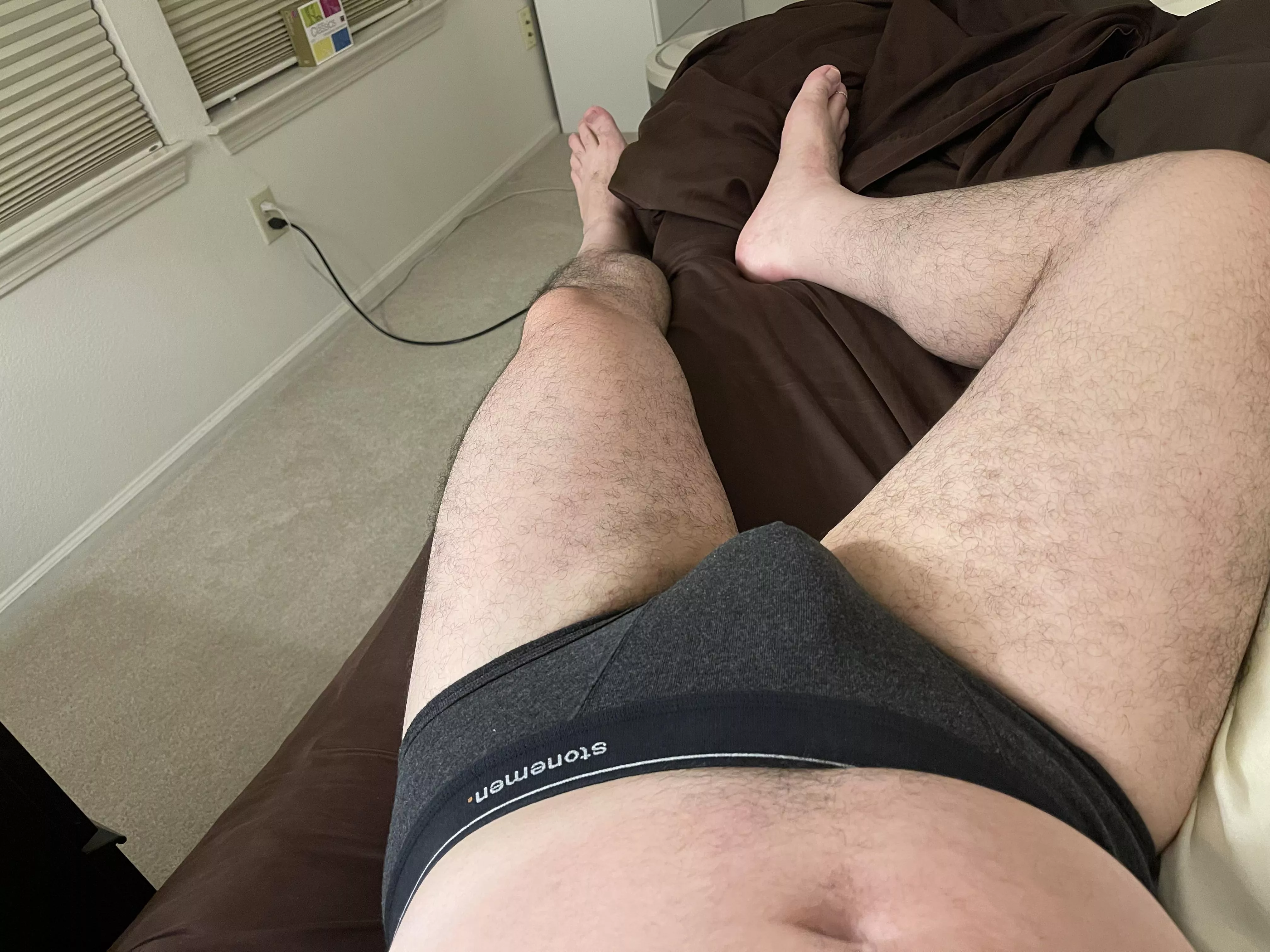 Lounging in my Stonemen briefs posted by sacrebluemonday