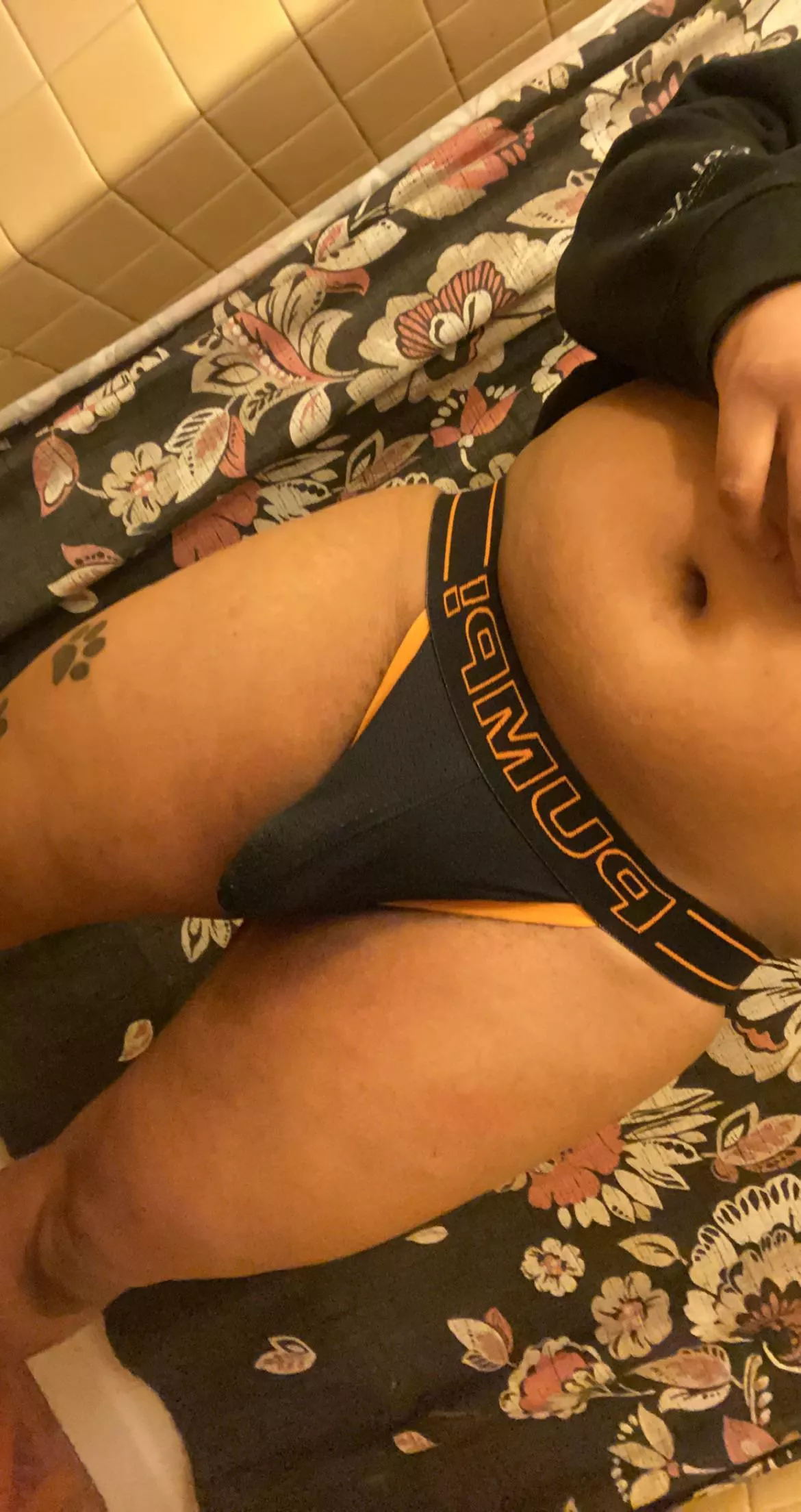 love my new jock🖤🧡 #PUMP! posted by blkhoodie