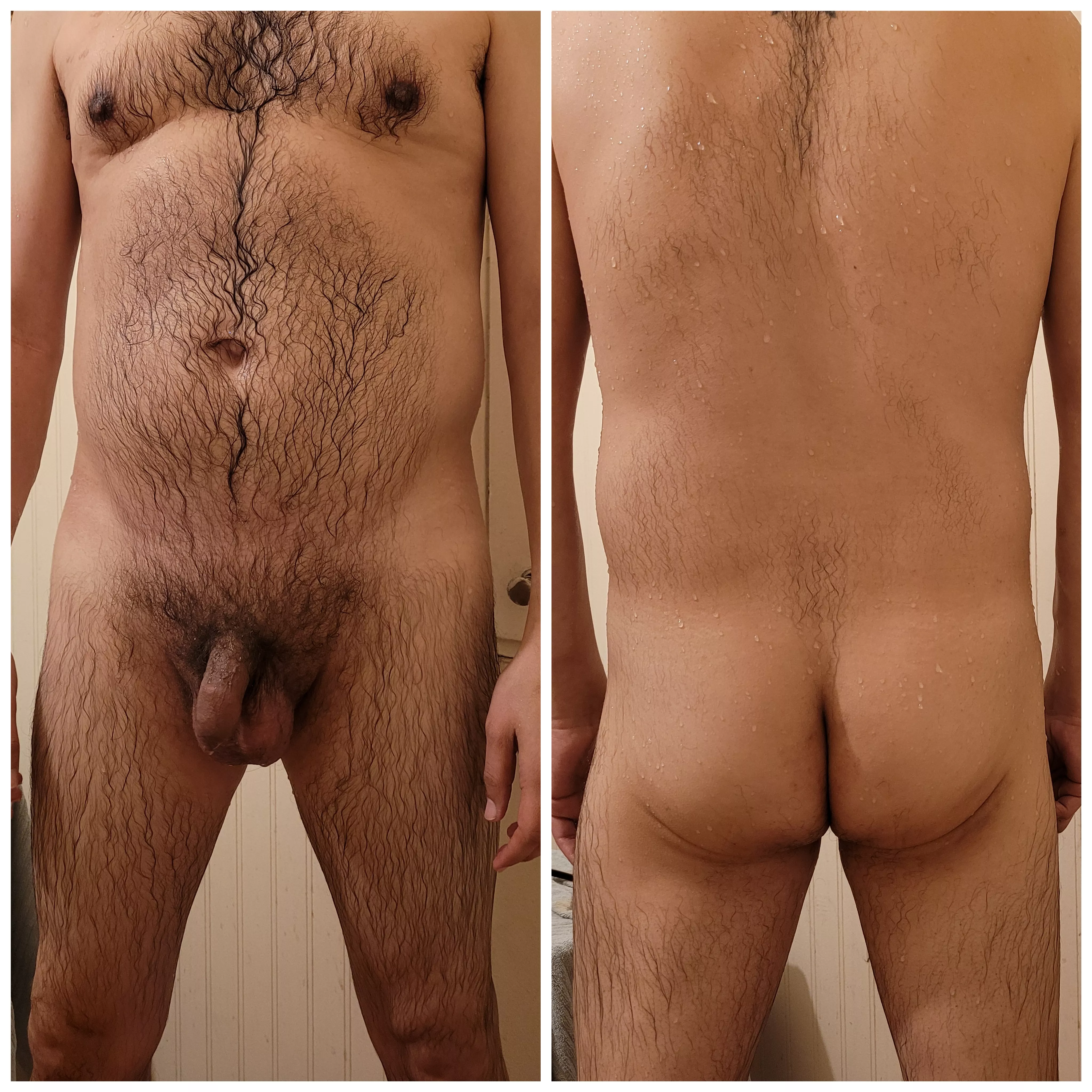 [M] 37,150,5'6 out of the shower, never liked my backside been trying to work on it, tell me what you think? posted by EL_diabl0_