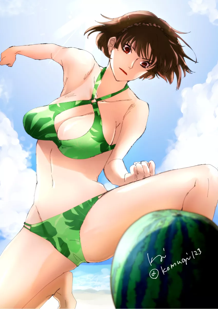 Makoto against a watermelon posted by Terran117