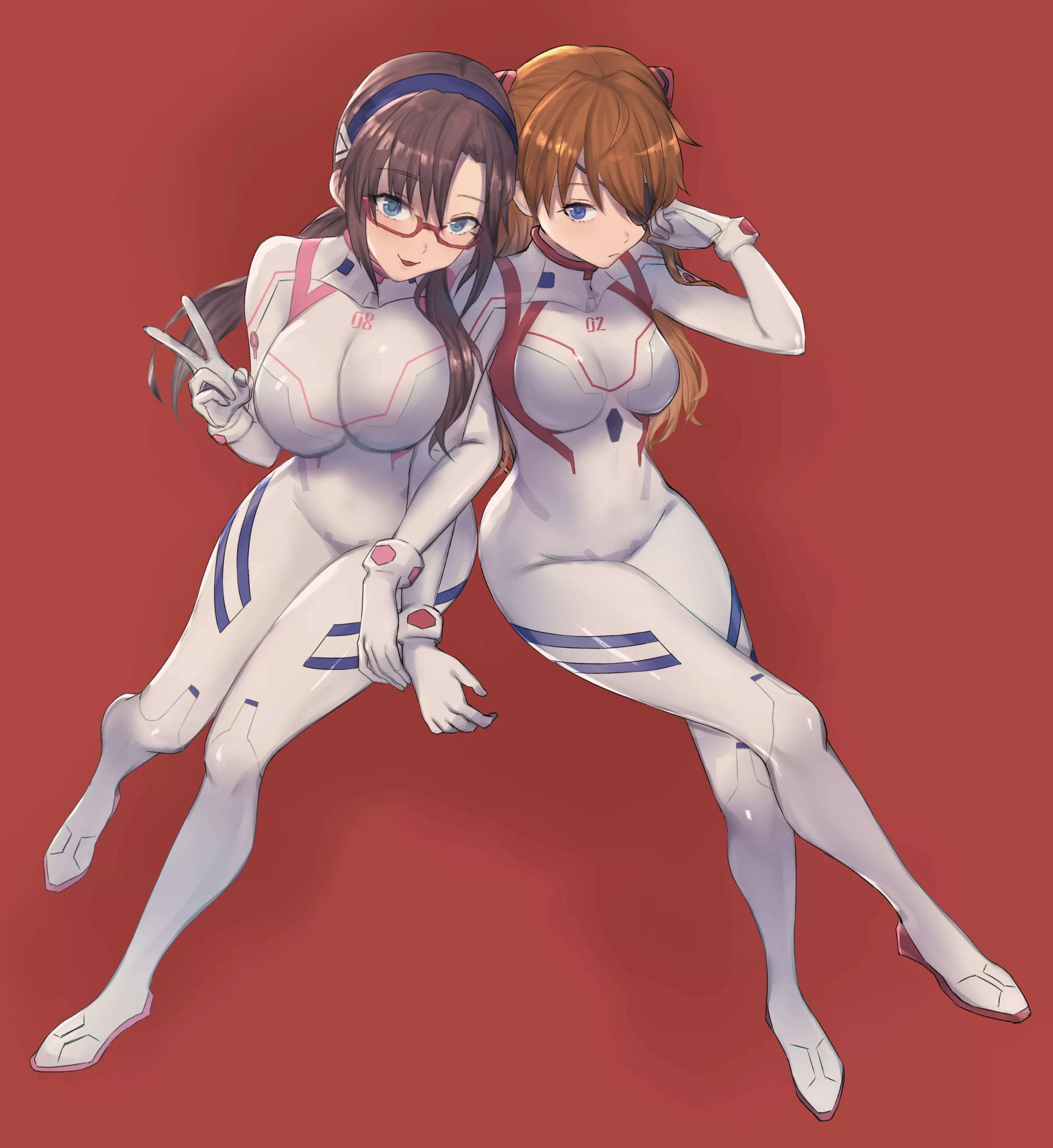 Mari And Asuka White Plugsuit Cuties (Moshoko) [Evangelion] posted by sequence_string