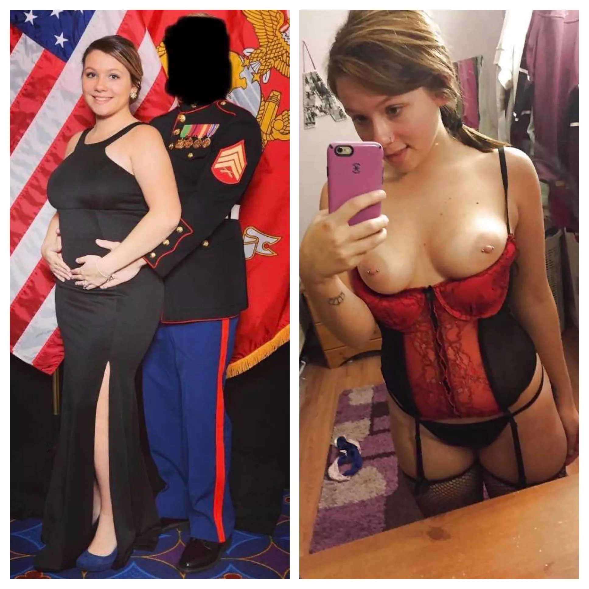 Marine’s wife flashing posted by Hotwife1515