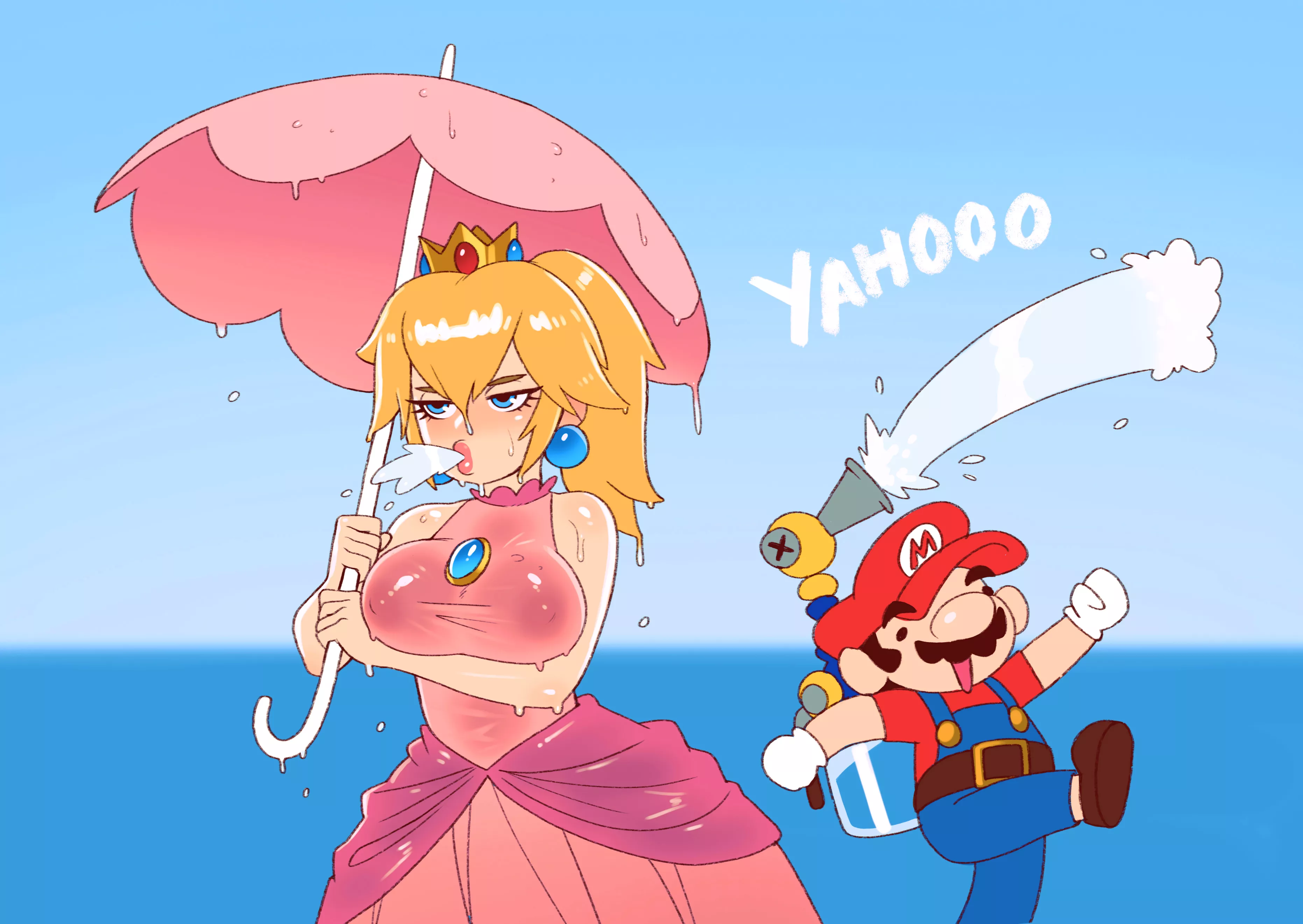 Mario getting Peach wet (Riz) posted by BruhSoundEffect1