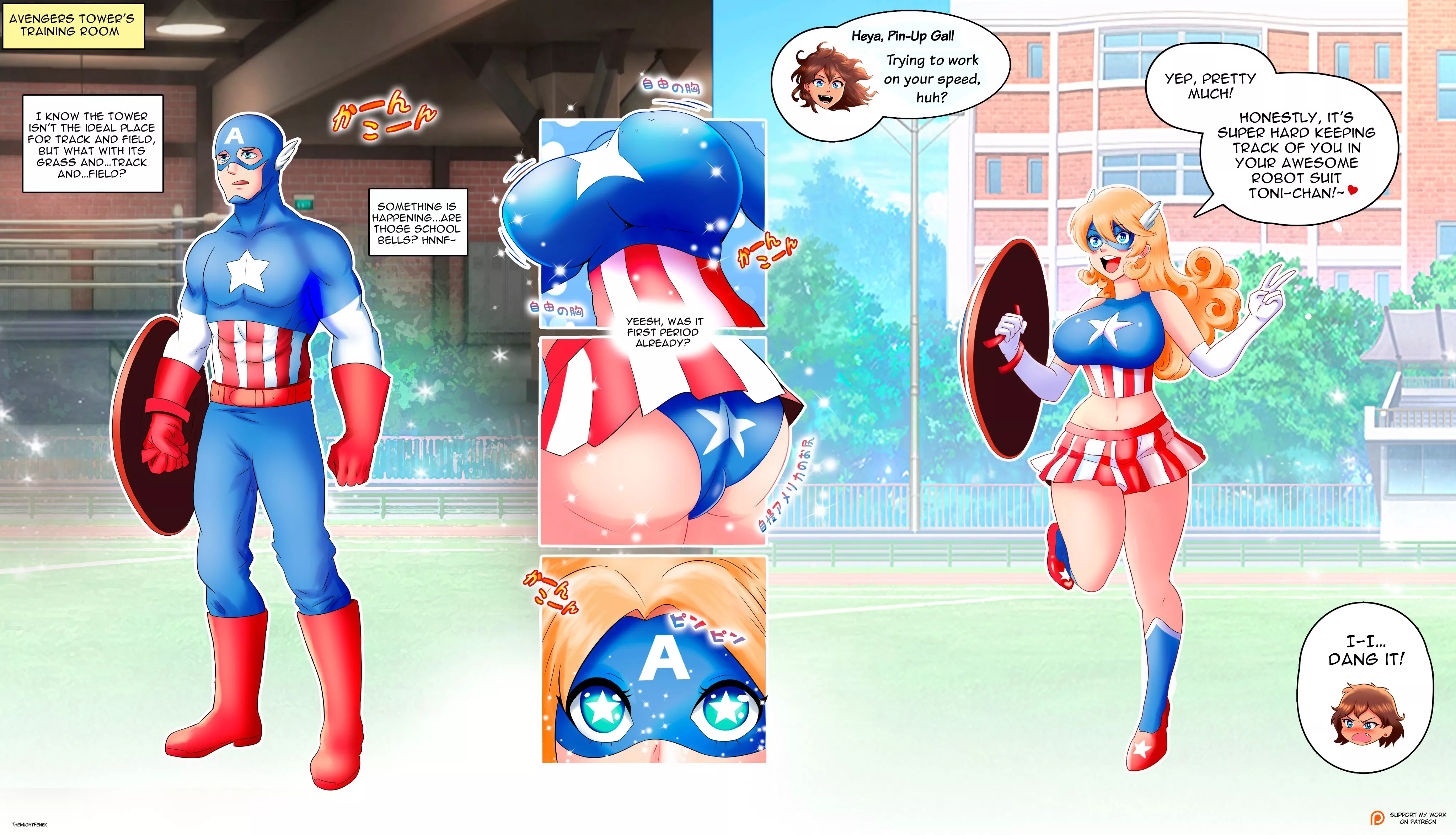 Marvel Heroes into Anime Girls: Captain America by TheMightFenek (MTF/TG) posted by not4myprimary