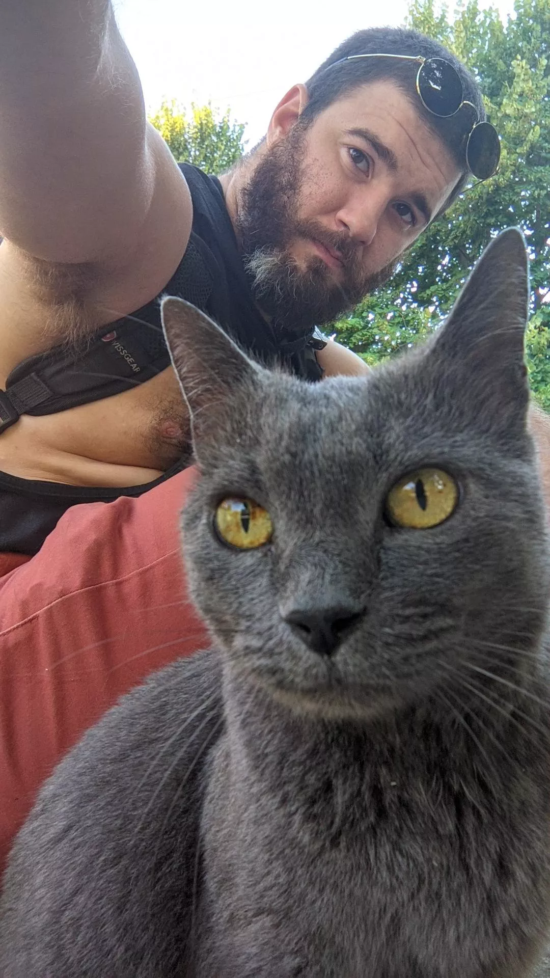 Me and a neighbourhood cat posted by Nude-Druid