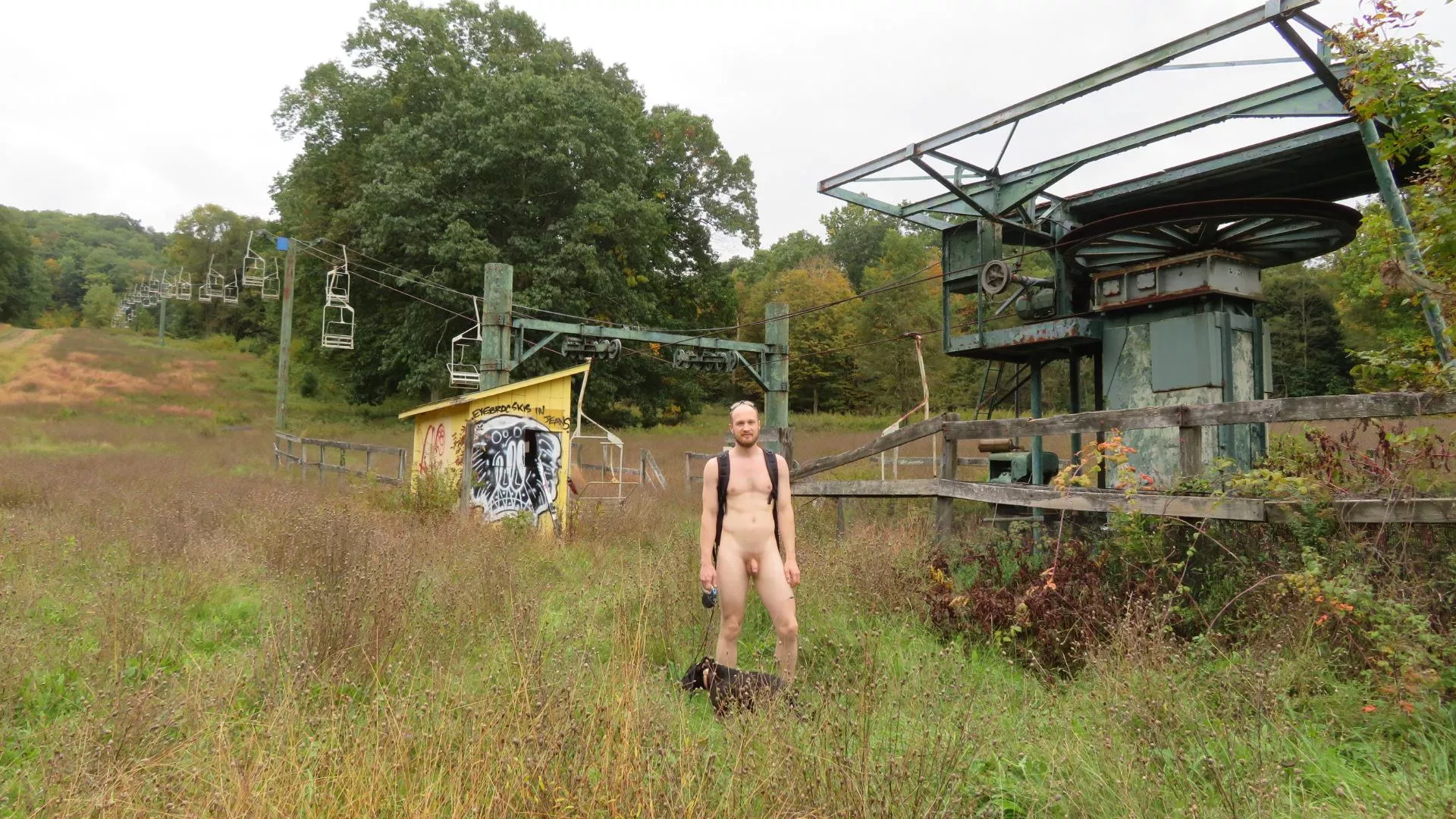 (m)e by abandoned ski lift posted by modernnakedguy