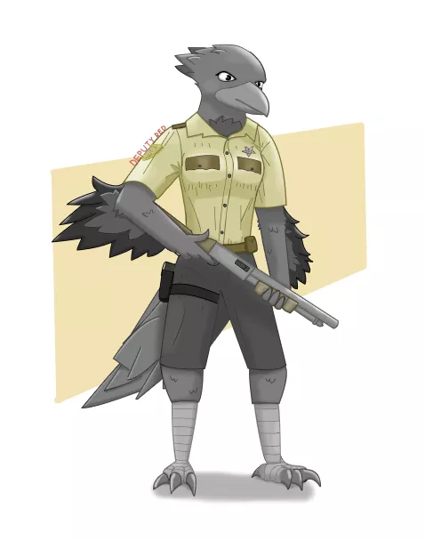 Meet my oc Cystal. She is a crow who is a county sheriff. posted by REDDEMOREDEMPTIONII