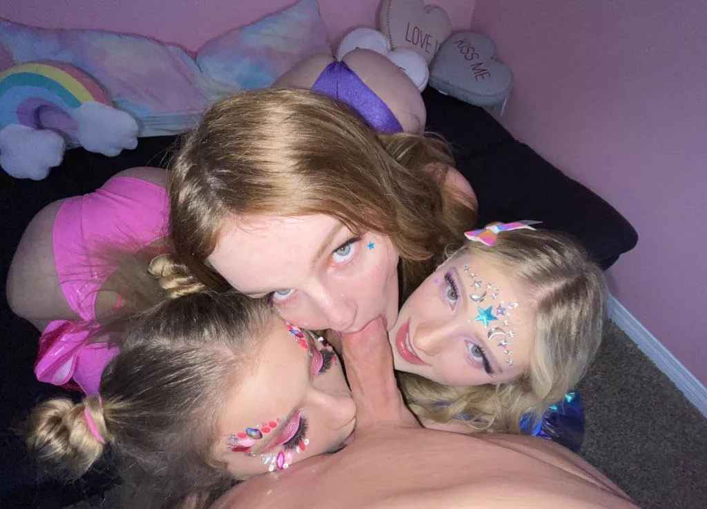 Melody Marks, Eliza Eves, & Taylor Blake brought me home from a rave just to fuck me. Make sure to stay tuned for the new video dropping soon. Can you guess who I covered in cum? 👀💦 posted by guccifeelings