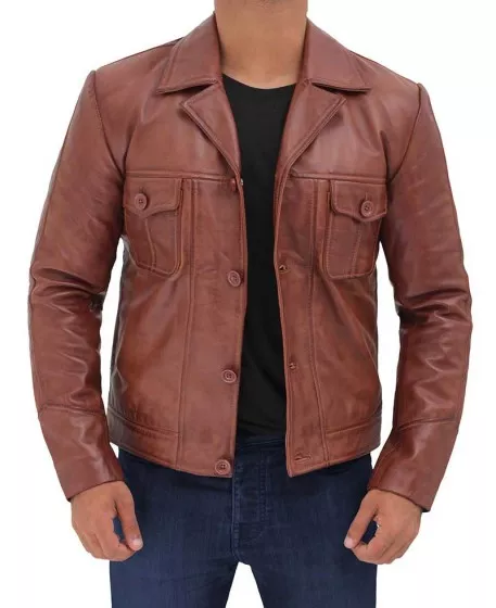 Men Maroon casual Leather Jacket - 25% off - || k2racegear || posted by k2racegear