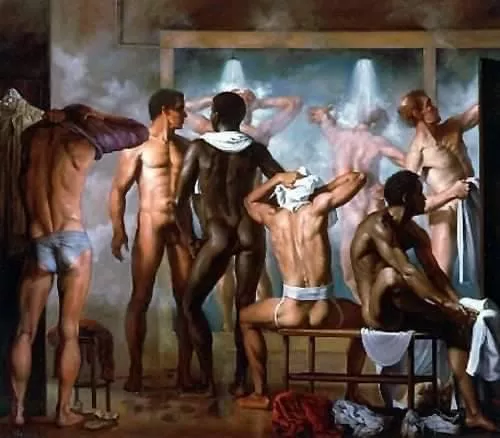 Menâ€™s Locker Room by Joseph Sheppard. Sold in 1984 for $4250. posted by MrCarnality