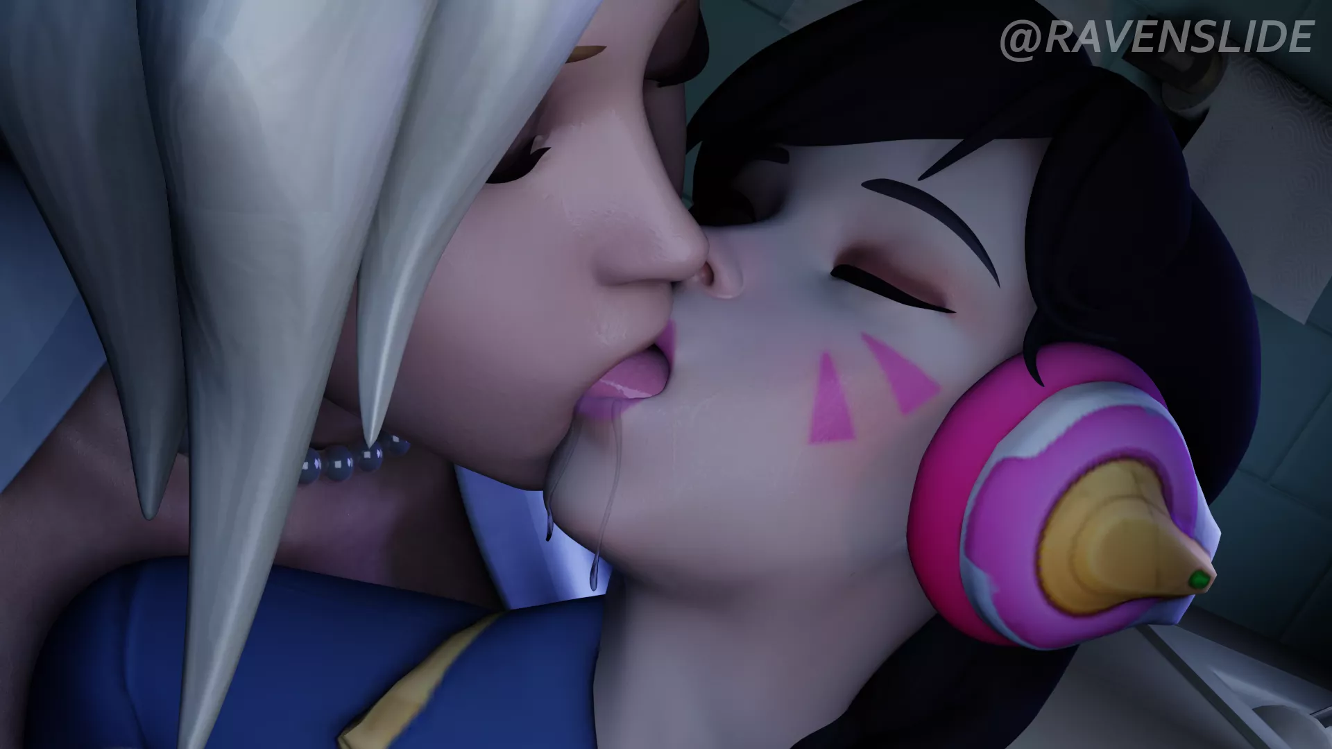 Mercy and D.Va Kiss (RAVENSLIDE) posted by ravenslide