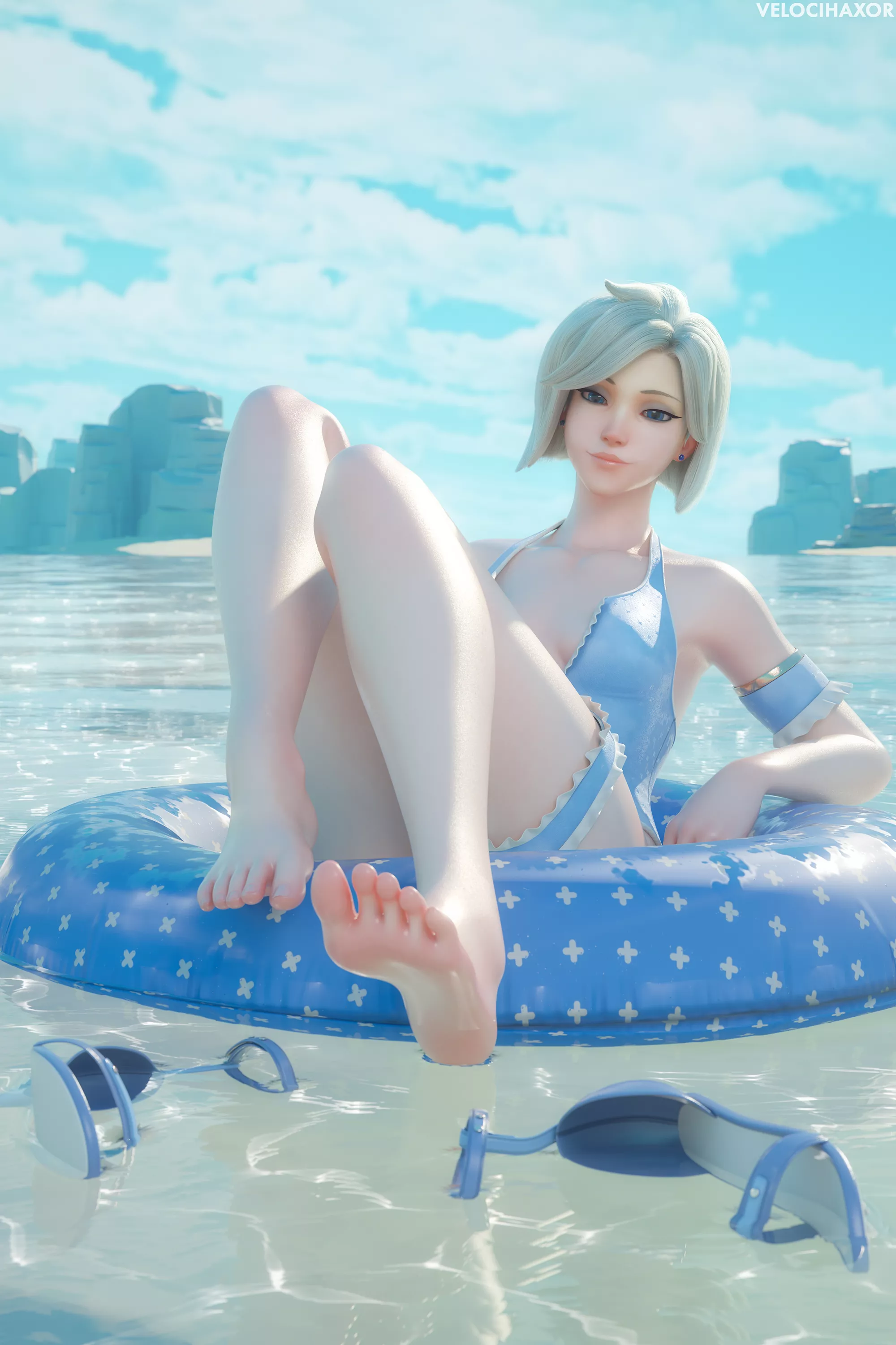 Mercy chilling at sea (Velocihaxor) posted by HexLikesPornAndFeet