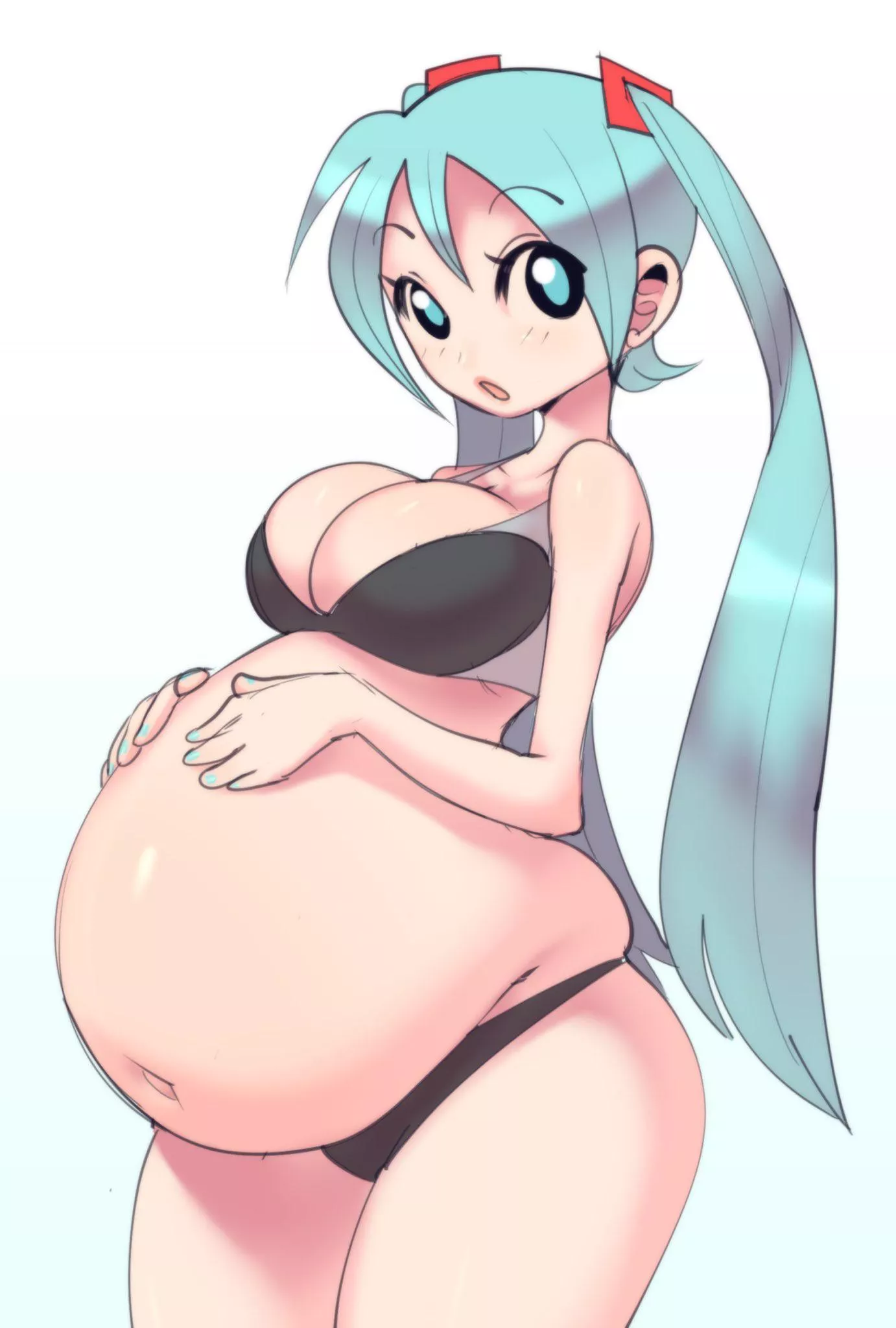 Miku Feels Her Belly - [Hellbrain] posted by The10Cummandments