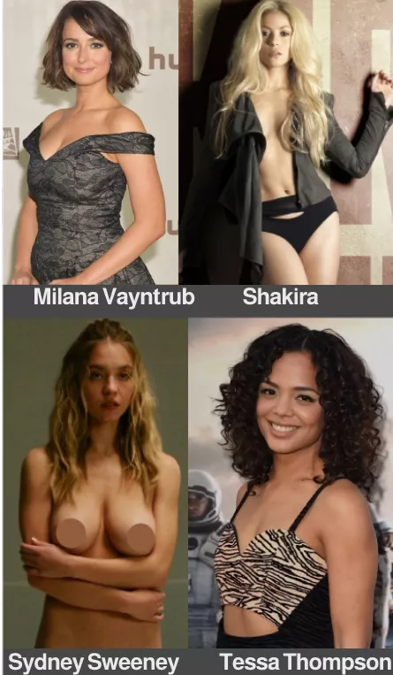 Milana Vayntrub vs. Shakira vs. Sydney Sweeney vs. Tessa Thompson posted by lemosiii