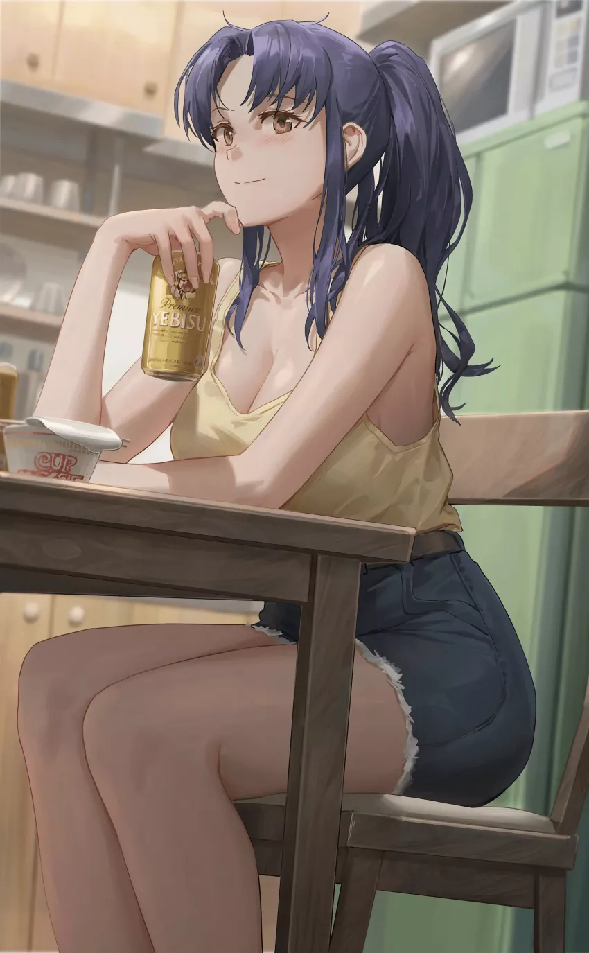 Misato Katsuragi enjoying a drink~ (yohan1754) posted by Just_a_jar_of_cum