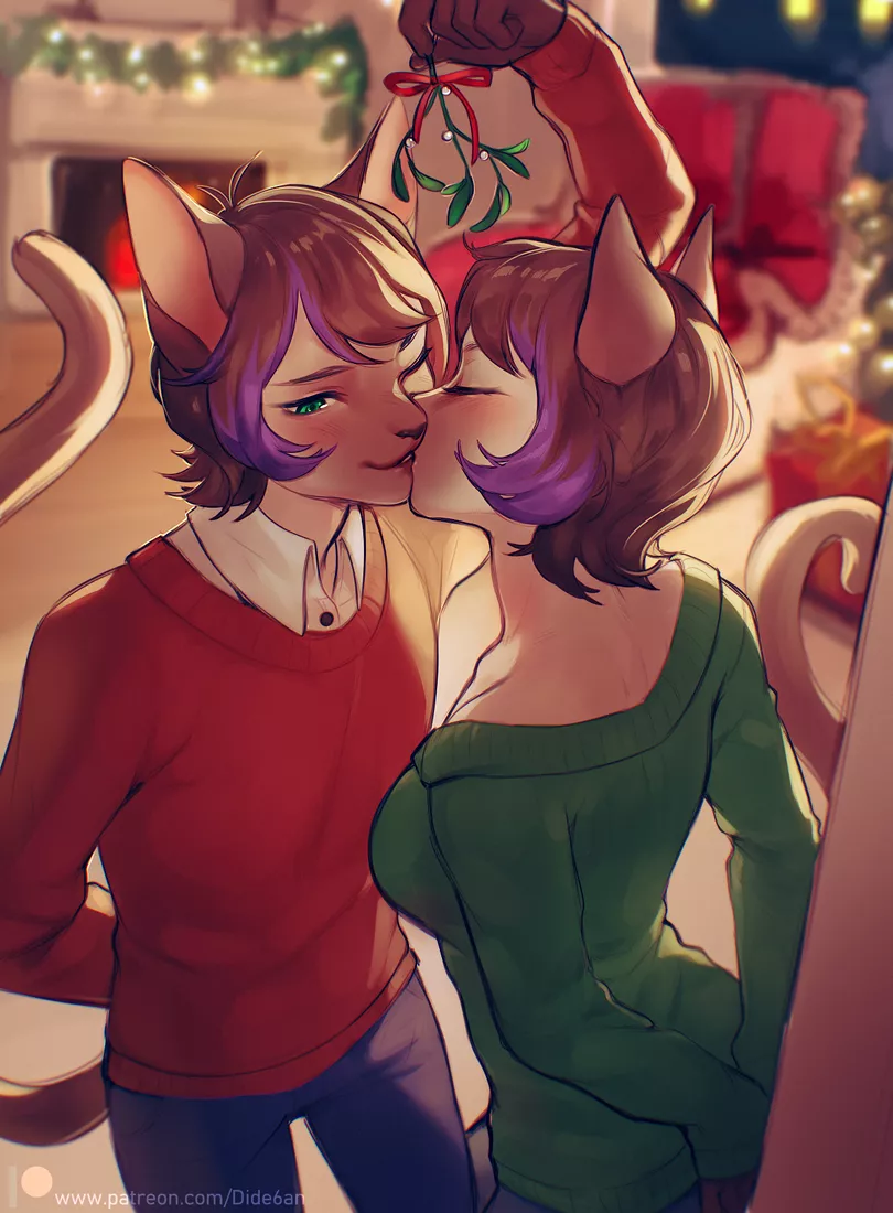 Mistletoe kiss for BishopSquared by me(eerieeyes) posted by Dide6an