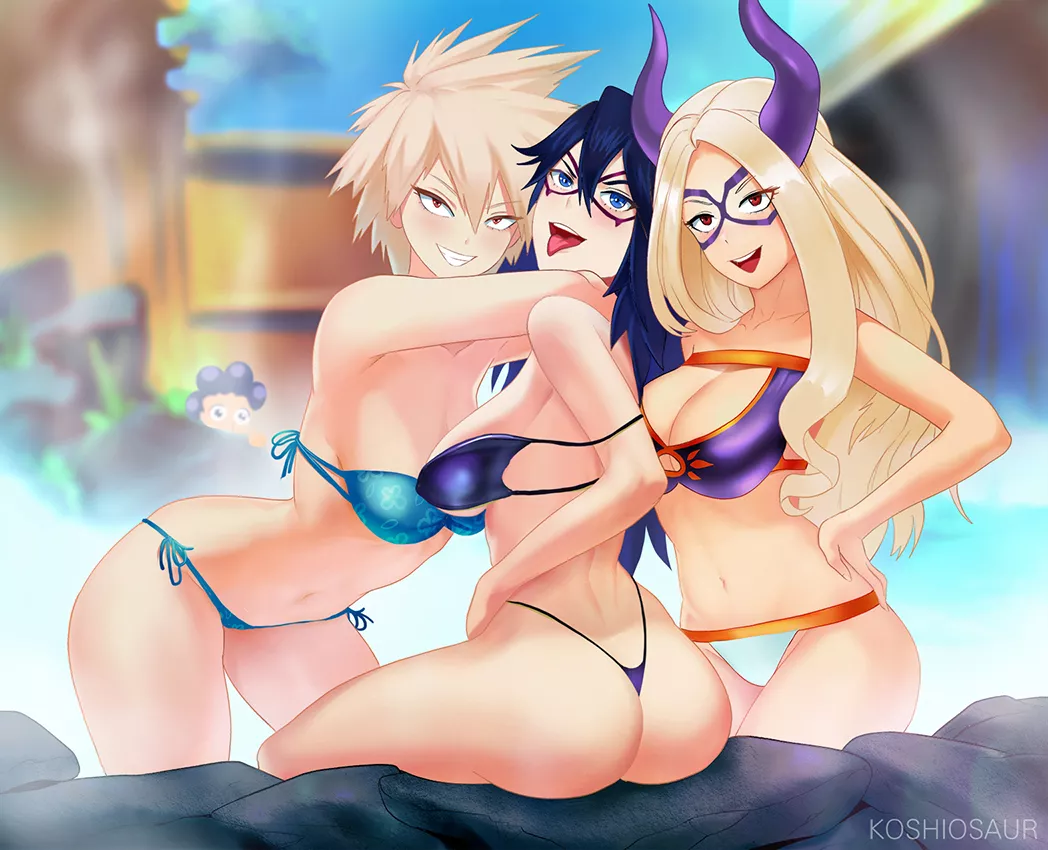 Mitsuki, Nemuri and Yu at the onsen [Koshiosaur] posted by AnotherHellCheese