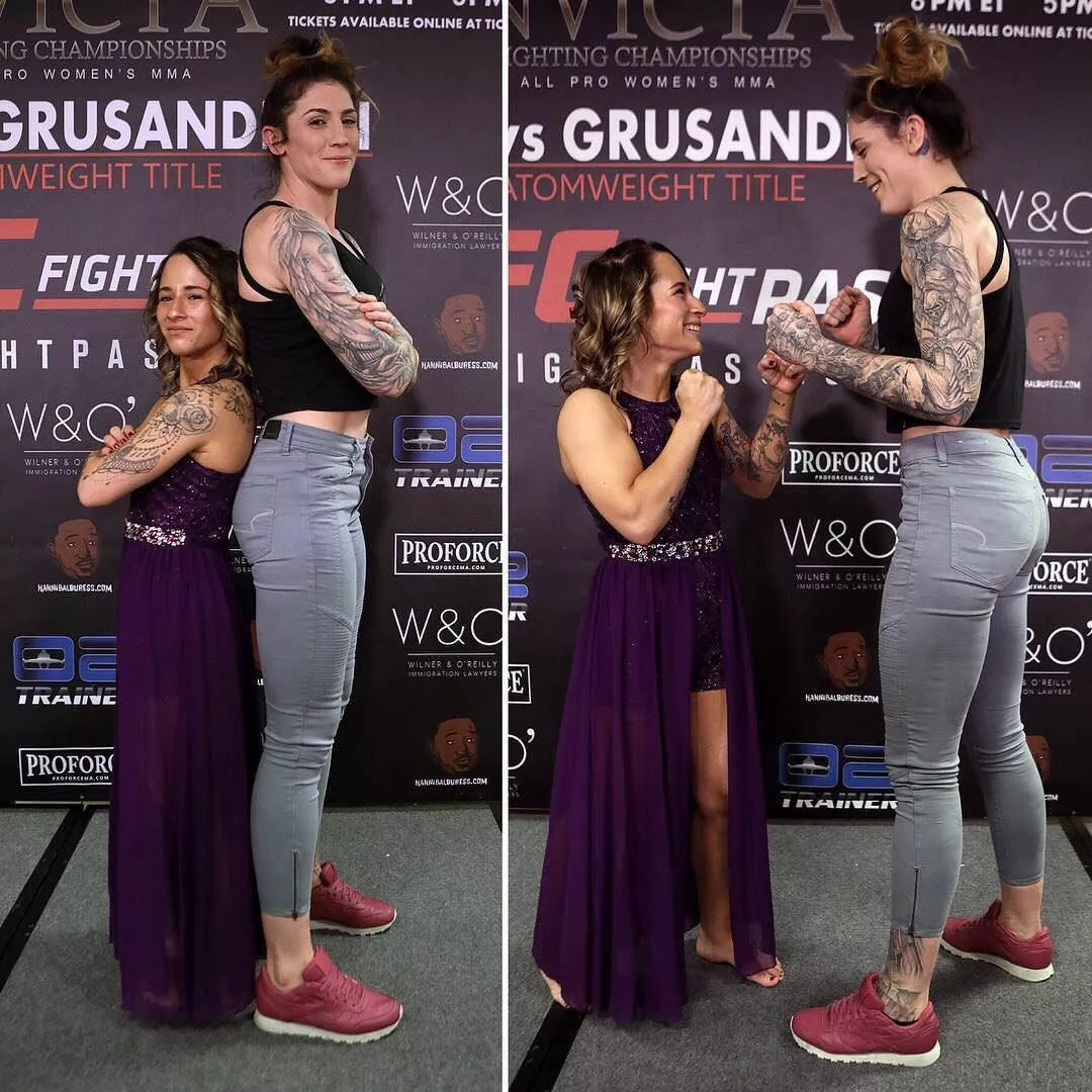 MMA fighters, 4'11 Alesha Zappitella & 6'0 Megan Anderson posted by [deleted]