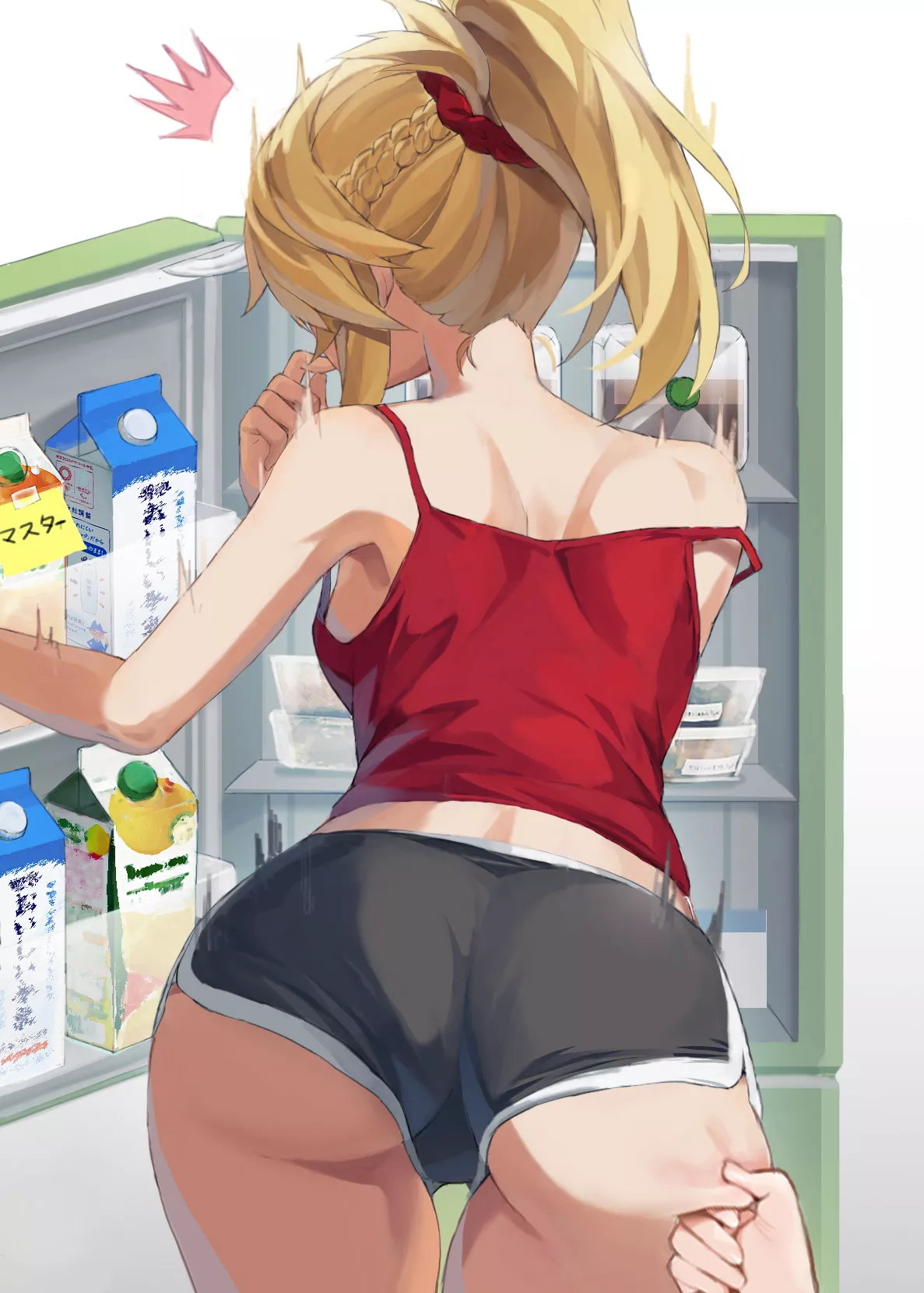 Mordred - sassy booty in shorts gets her ass cheek pinched (tonee) [Fate Grand Order] posted by gifsundgirls