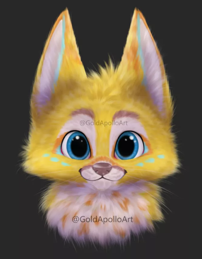 More floof practice! Thinking of turning this into a YCH? 💛 ( twitter : @GoldApolloArt ) posted by GoldApolloArt