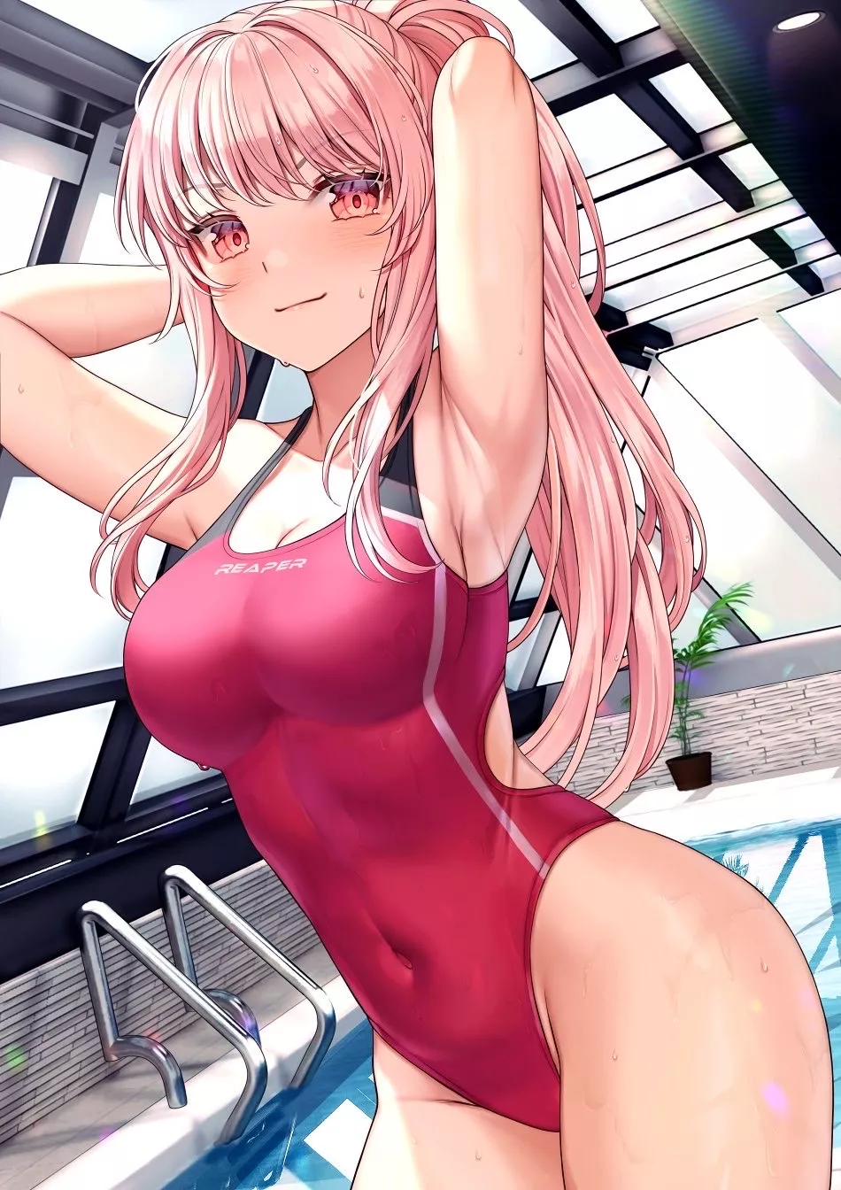 Mori Calliope at THAT pool (Saruei) [Hololive English] posted by llamanatee