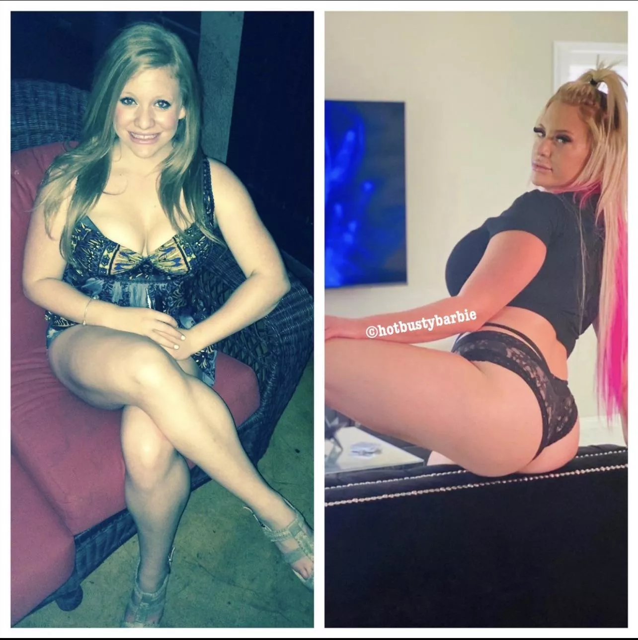 My bimbofication before and after posted by Hotbustybarbiex