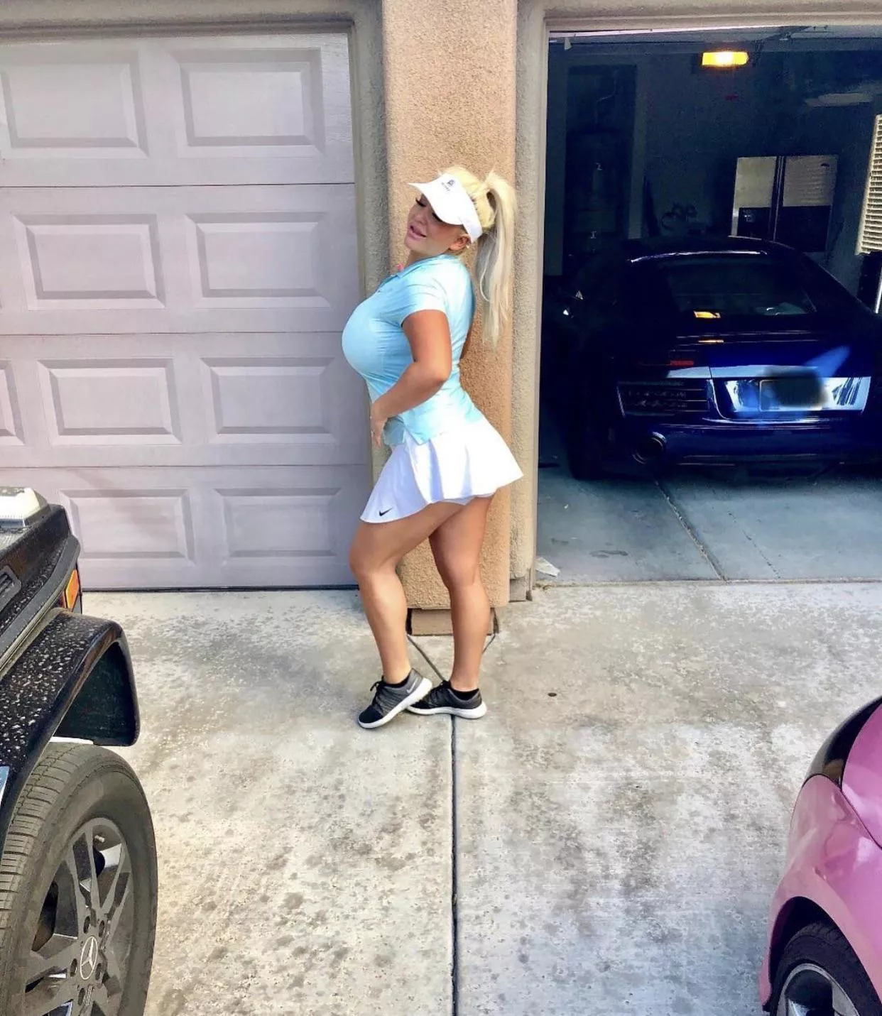 My blue and white golf outfit for you! XO posted by Hotbustybarbiex