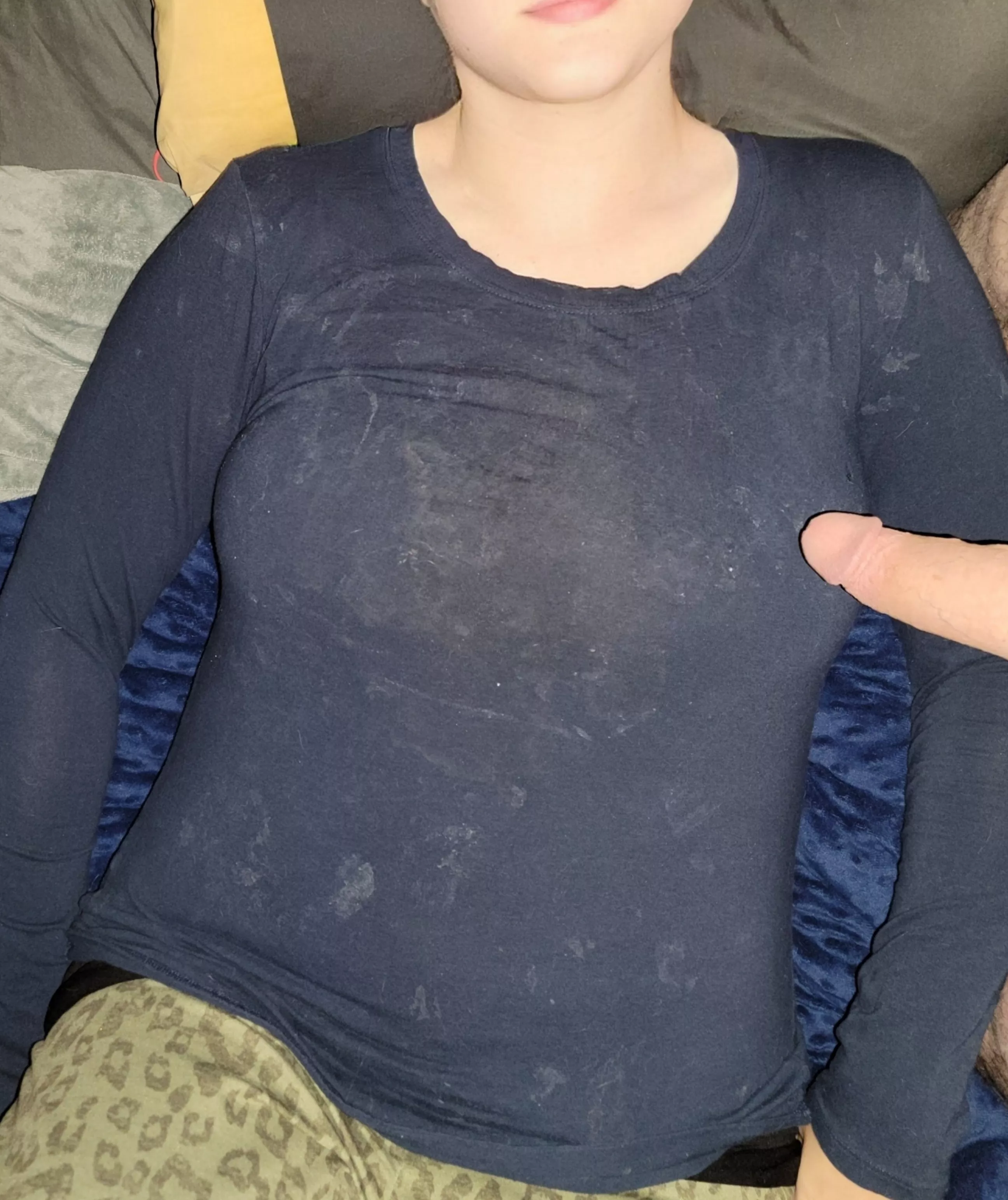 My cum stained blouse just before another load - will post the aftermath soon posted by cumfoot2003