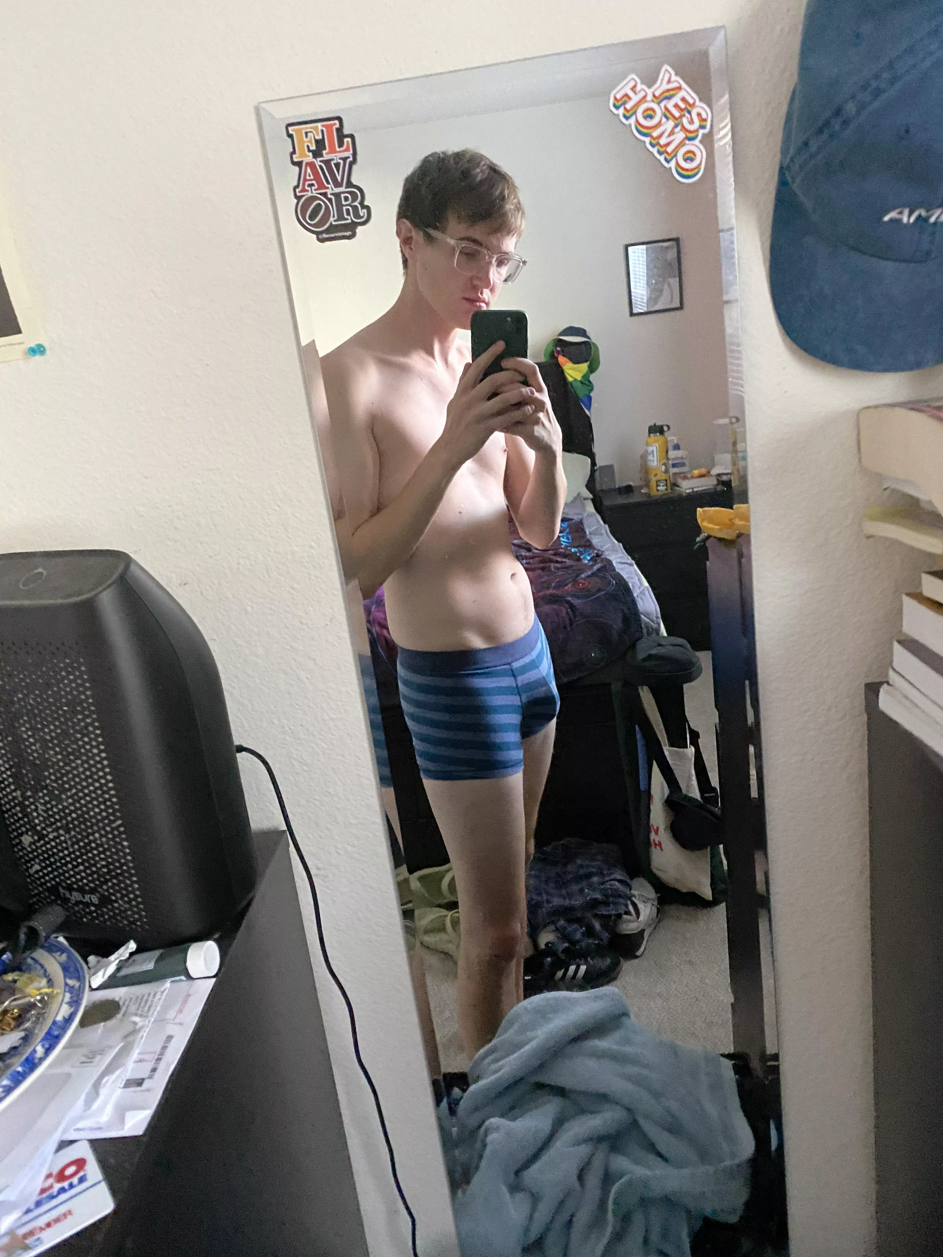 My dick and balls donâ€™t fit as well in these underwear but they are cute! posted by twinkapexgaymer