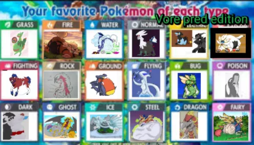 My favorite vore preds of each type (ill do a tier list later) also for steel only reason i have zamazenta twice is beacuse idrk posted by Professional-Dog4782