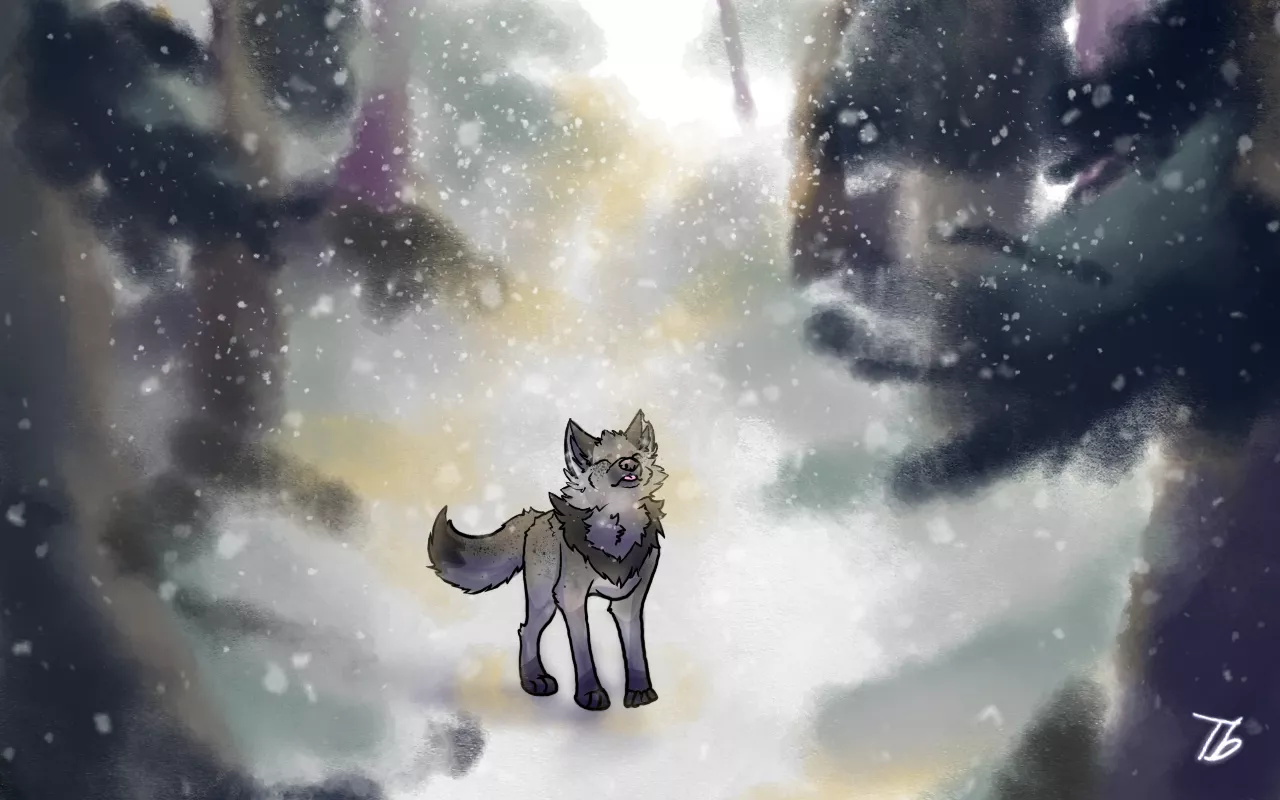 My first digetle art pice of the chairicter bone, and with a background. It took a wile so I posted late. Catching Snow-(art by me) Lett me know if you have any tips for the background. posted by SkruffyWolf