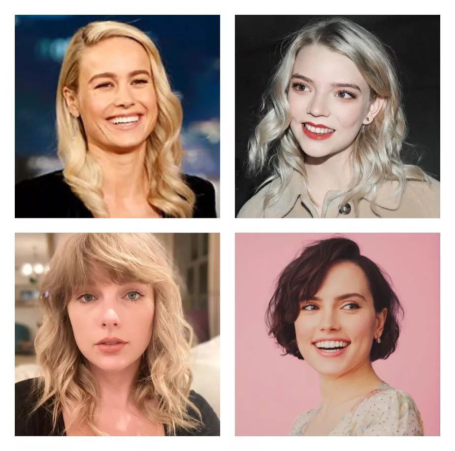 My four favourite girls; Brie Larson, Anya Taylor-Joy, Taylor Swift and Daisy Ridley posted by oohjustalittlebit34