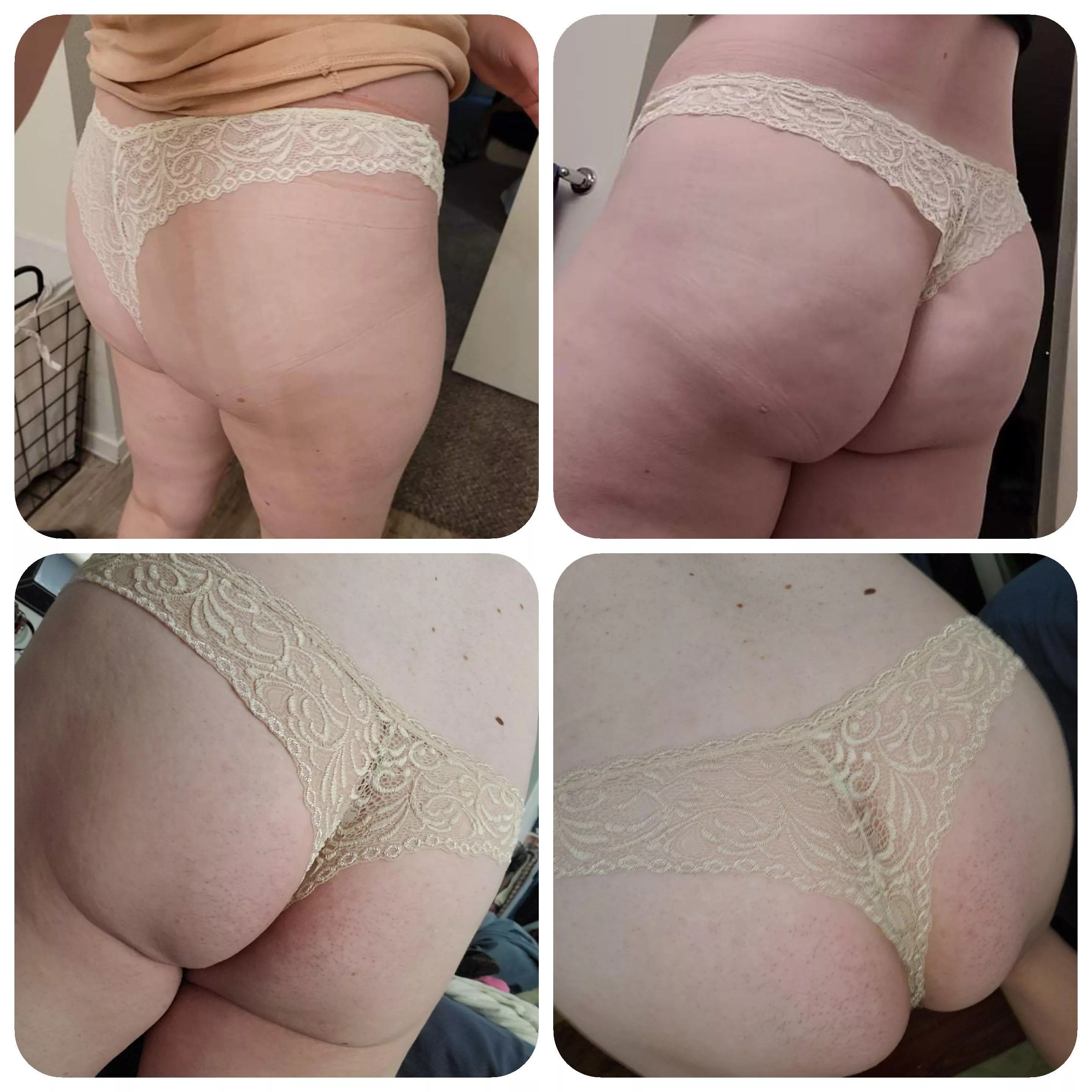 My friend (f, top row) gave me (m, bottom row) a pair of her panties. How do we look? posted by Gaby_Rod