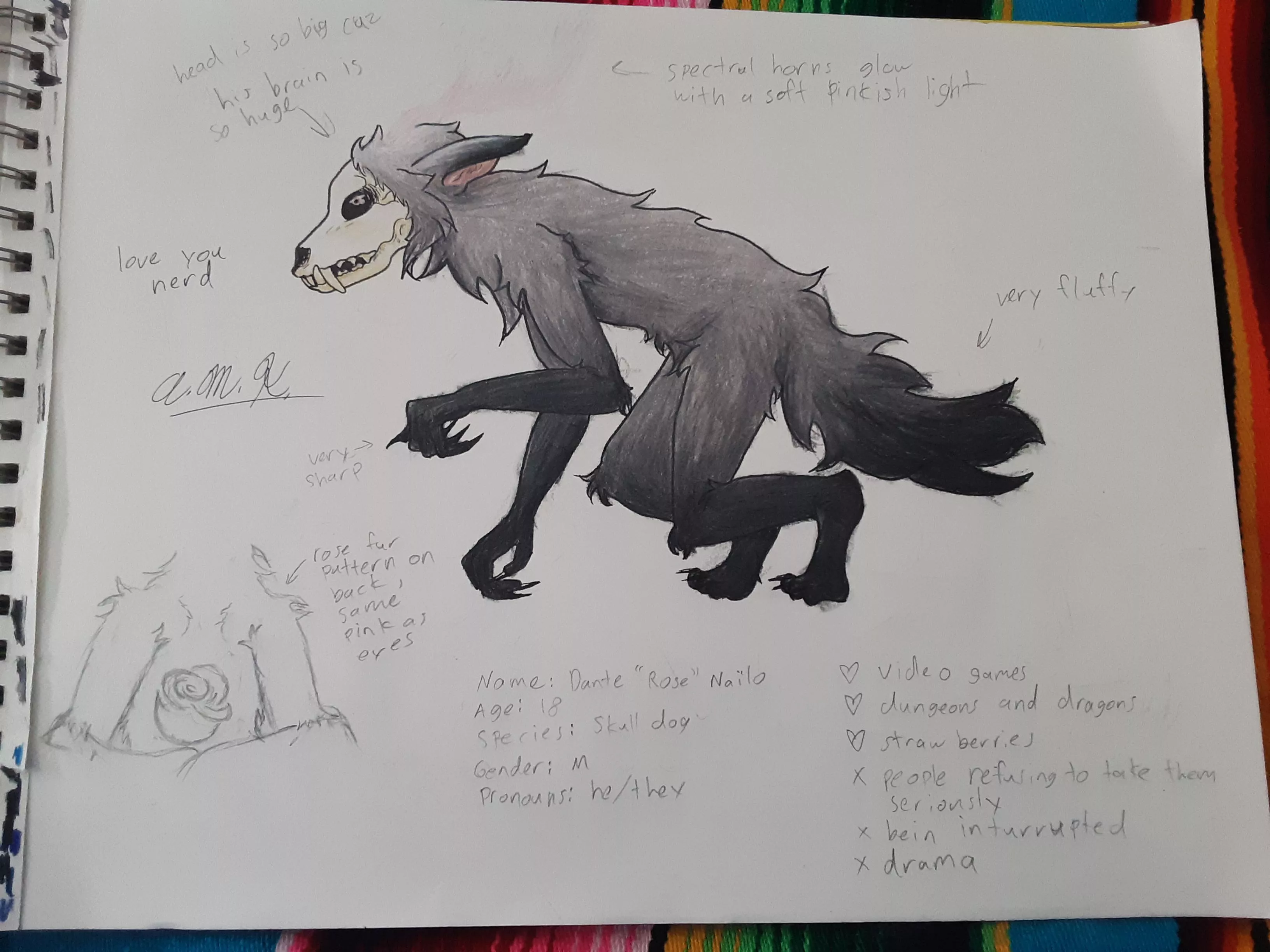 My fursona, Dante, drawn by my sibling! Thanks again Cap'n for agreeing to that posted by SilentSpooker3000