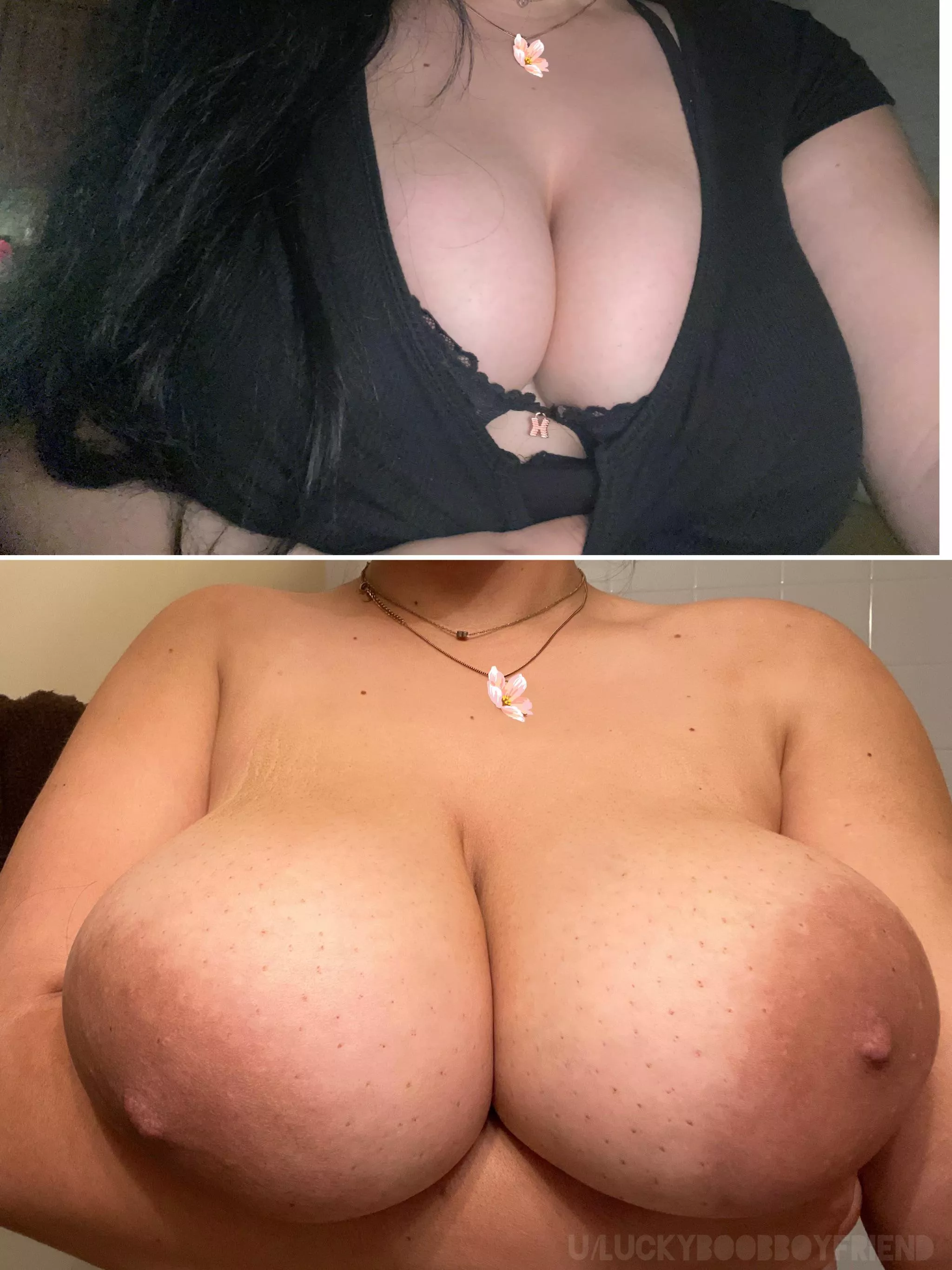 My Girlfriend With Bra vs Without posted by LuckyBoobBoyfriend