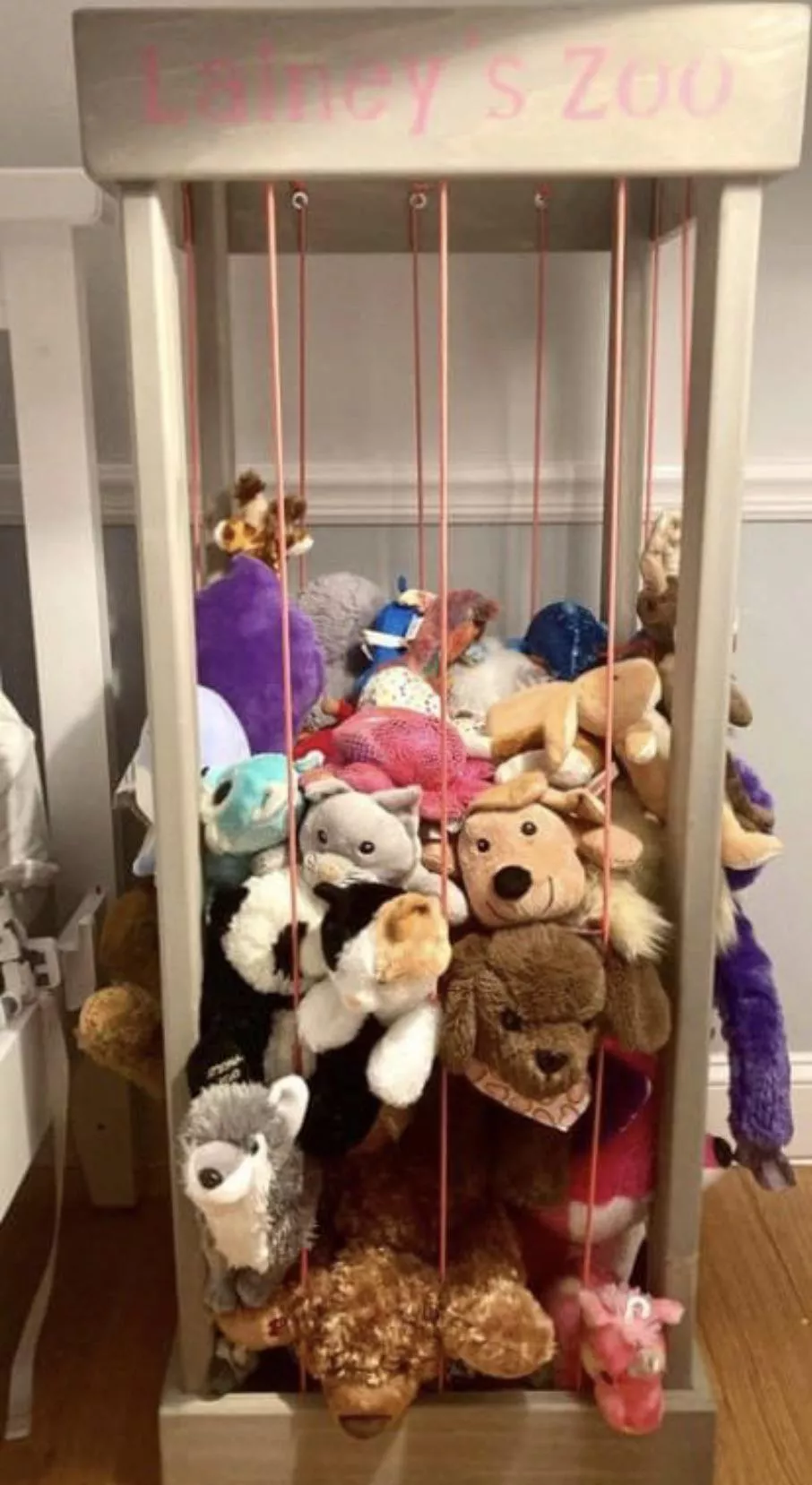 my gym teacher from high school has a woodworking business and he made this stuffed animal zoo ðŸ¥º I want one so bad!! posted by highnhorny23