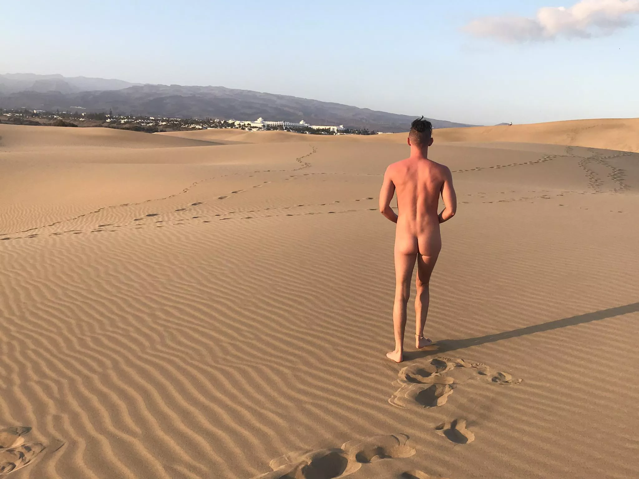 My long term boyfriend heading to the sand dunes in Maspalomas. He proved popular. 🍑 posted by Particular-Ad-1085