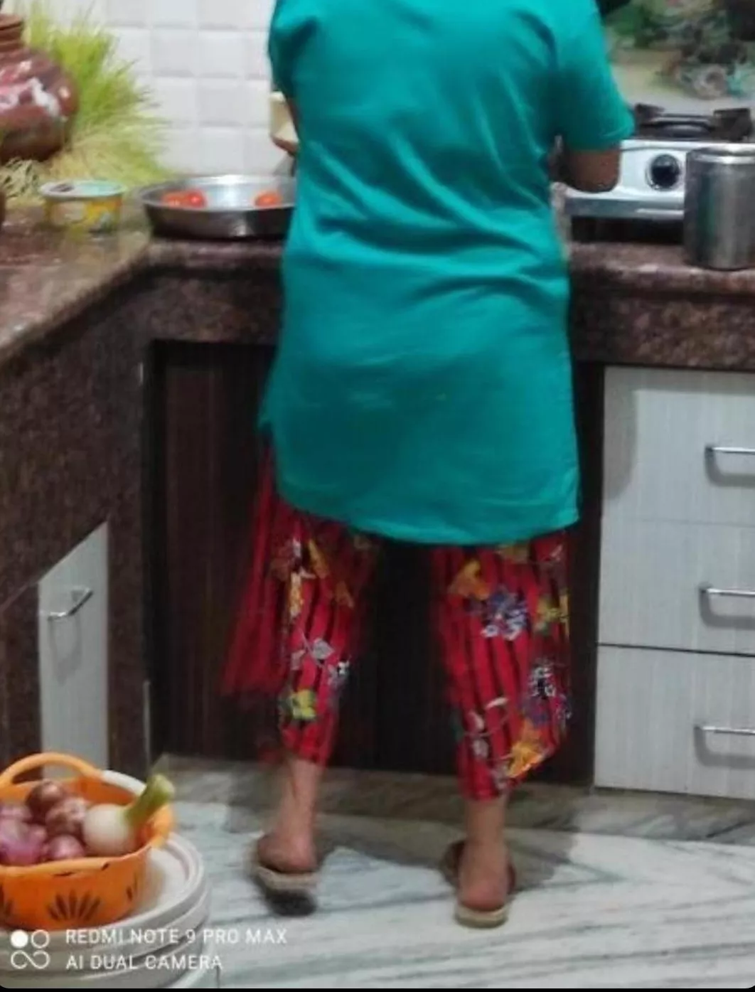 My mom is working like this in kitchen I want someone come and hold her from back press her ass, boobs fuck her in kitchen ðŸ¤¤ðŸ¤¤ posted by Necessary_Fox7376