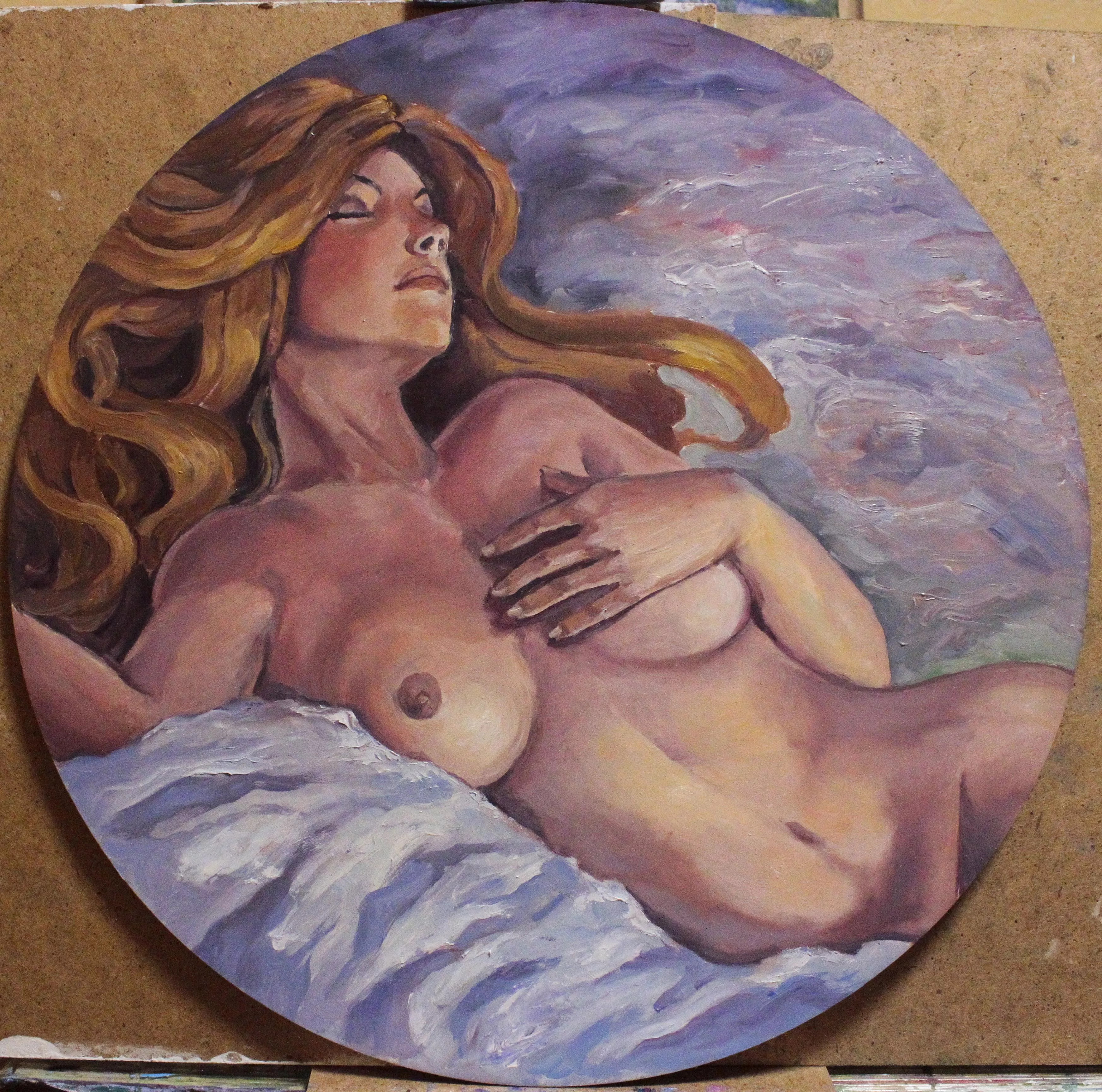 My oil painting Nude in the bed, Oil on hardboard. 2021 posted by GreenStrength5876