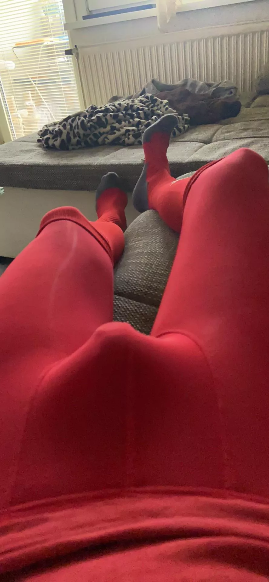 my red gym tights make an extreme exaggerated bulge and outline my cock so well! posted by AustrianAlpha