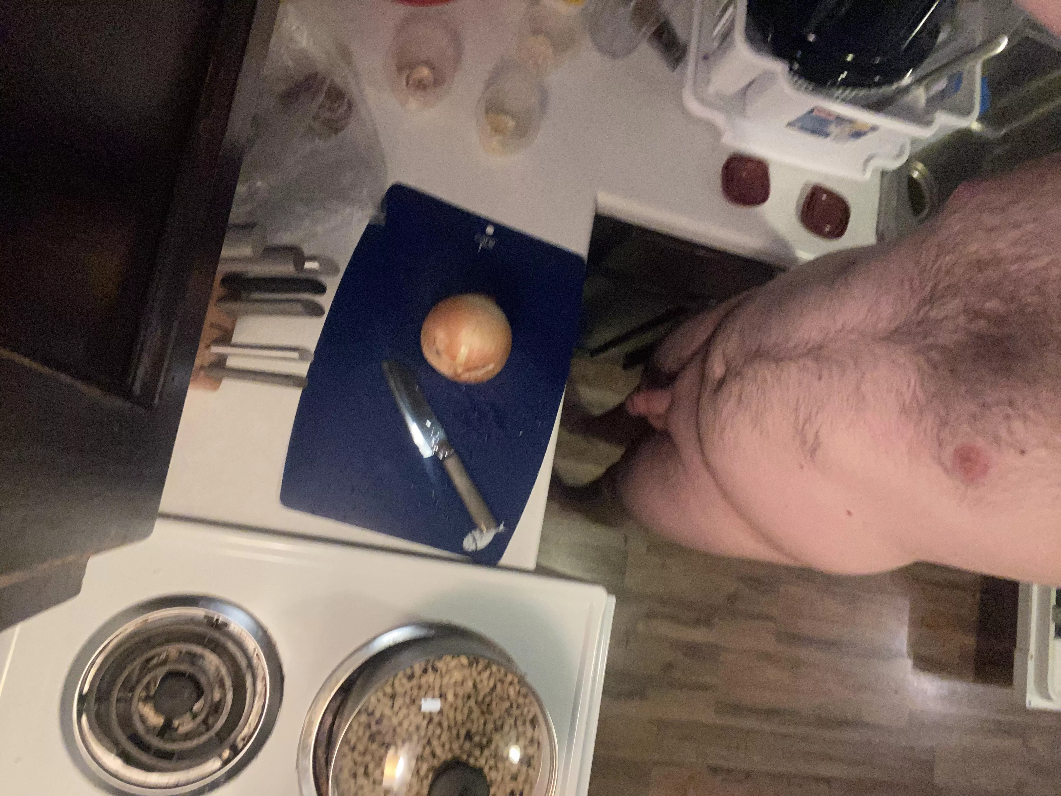 My roommate was out of the house so I got to cook naked. posted by BiSciTeacher13