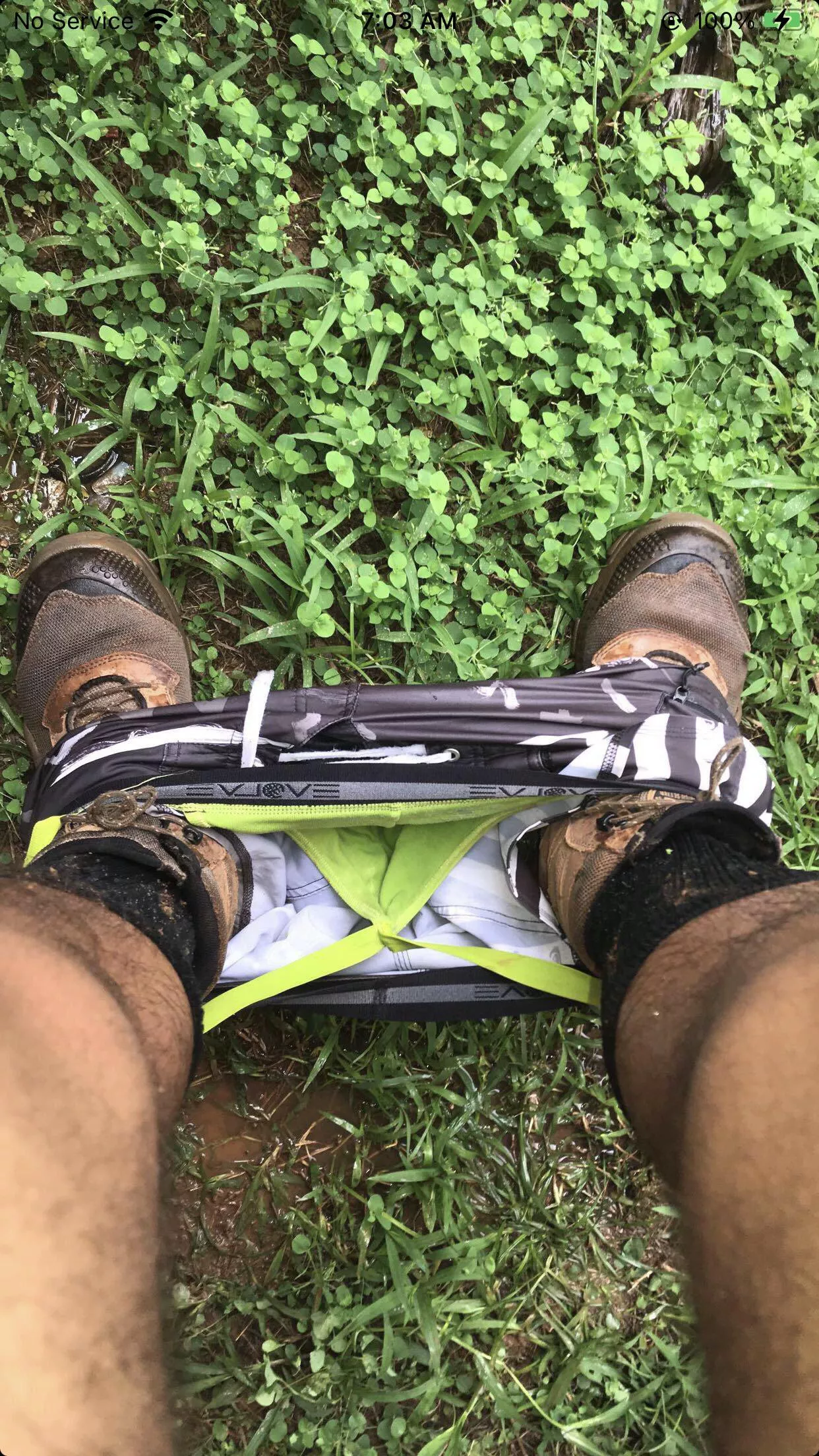 My sack had to take a breather during some chainsawing bros. It was humid af! Anyone need a ripe face mask? Lmk! posted by OutandAboutAllDay