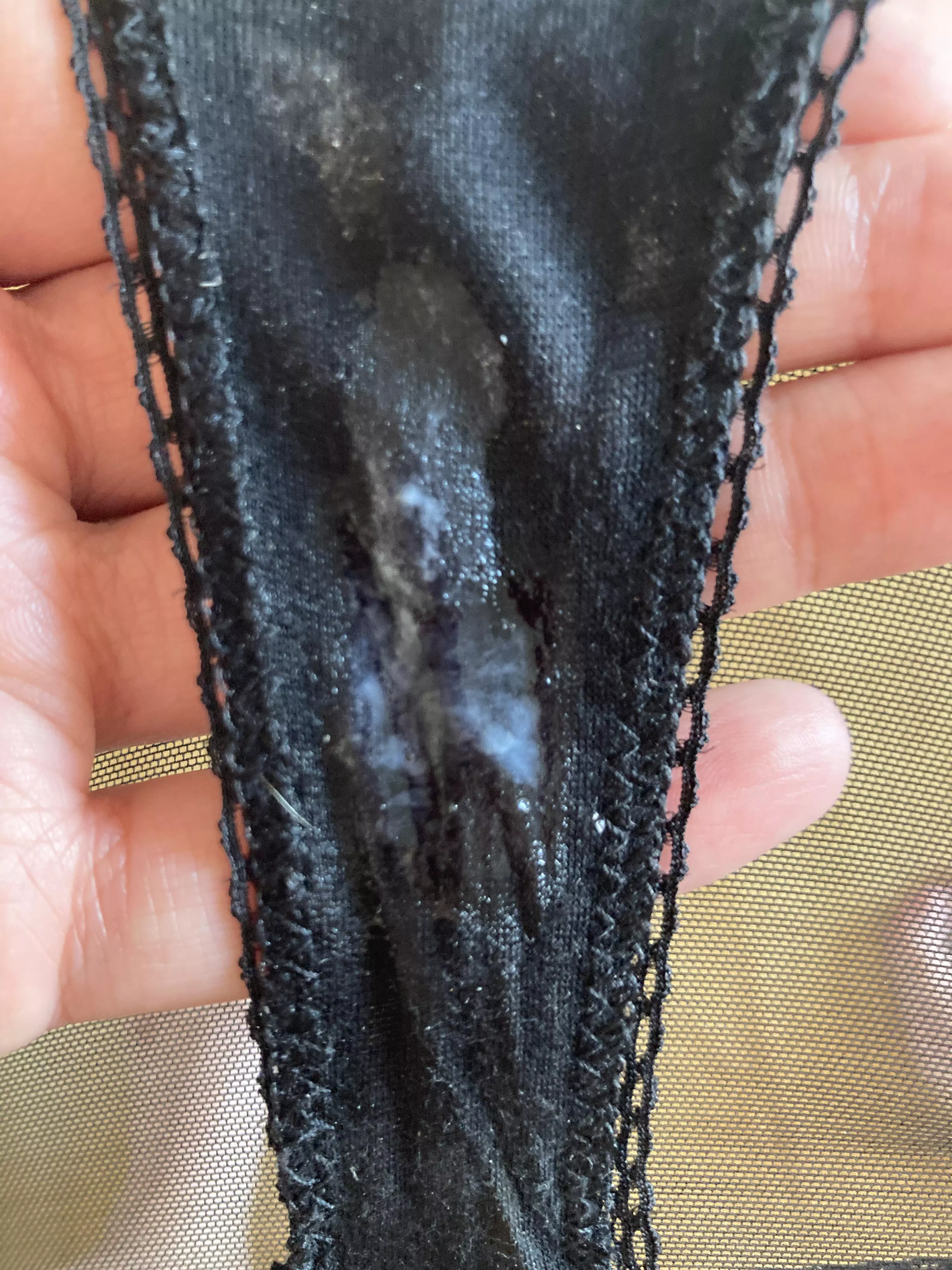 My thong after I took some picture to share on Reddit. No need to even touch myself… posted by lou_271