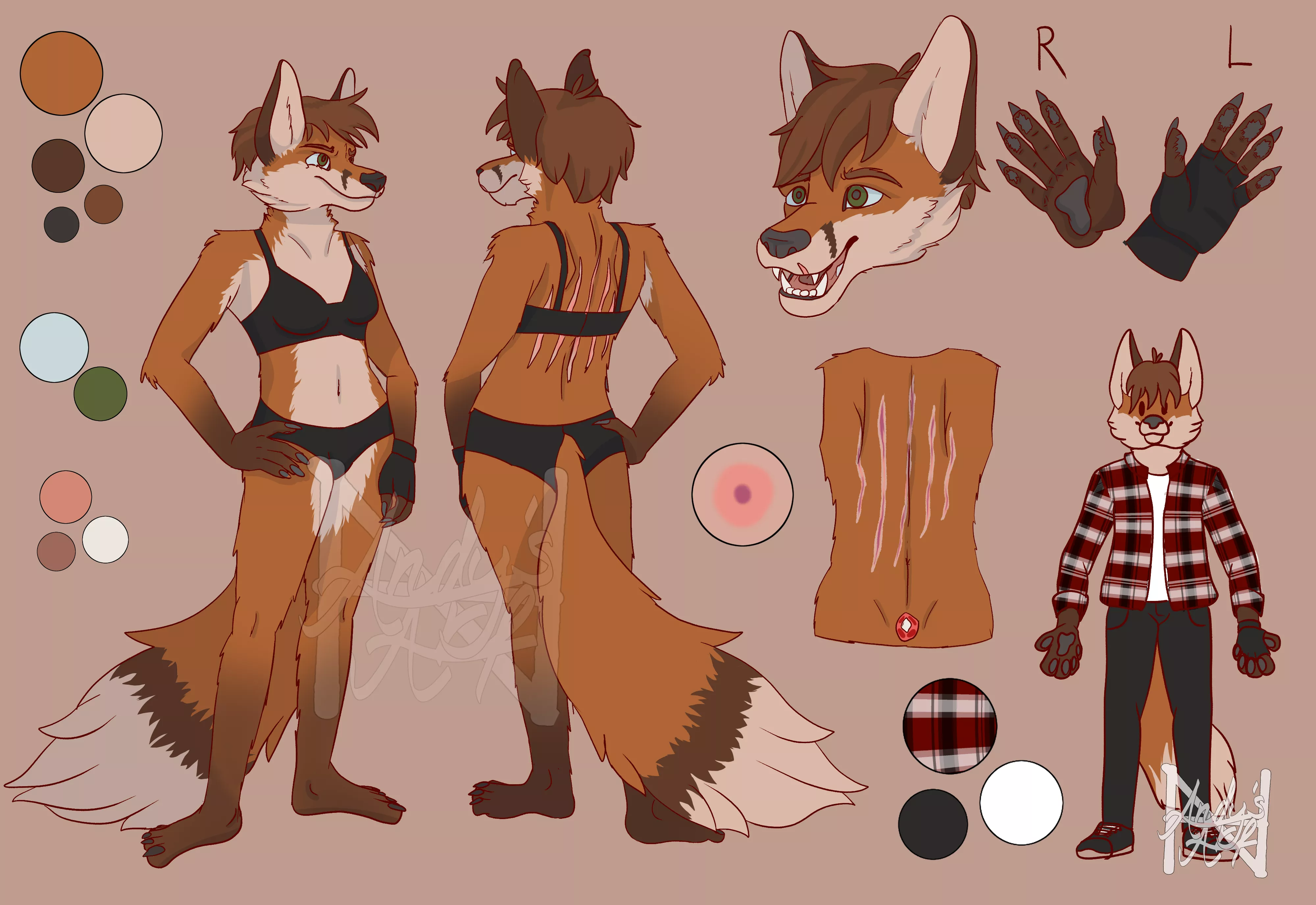 My very first reference sheet for my OC. Art by me (Twitter or Instagram @andys_ar1) posted by Itsme-andy