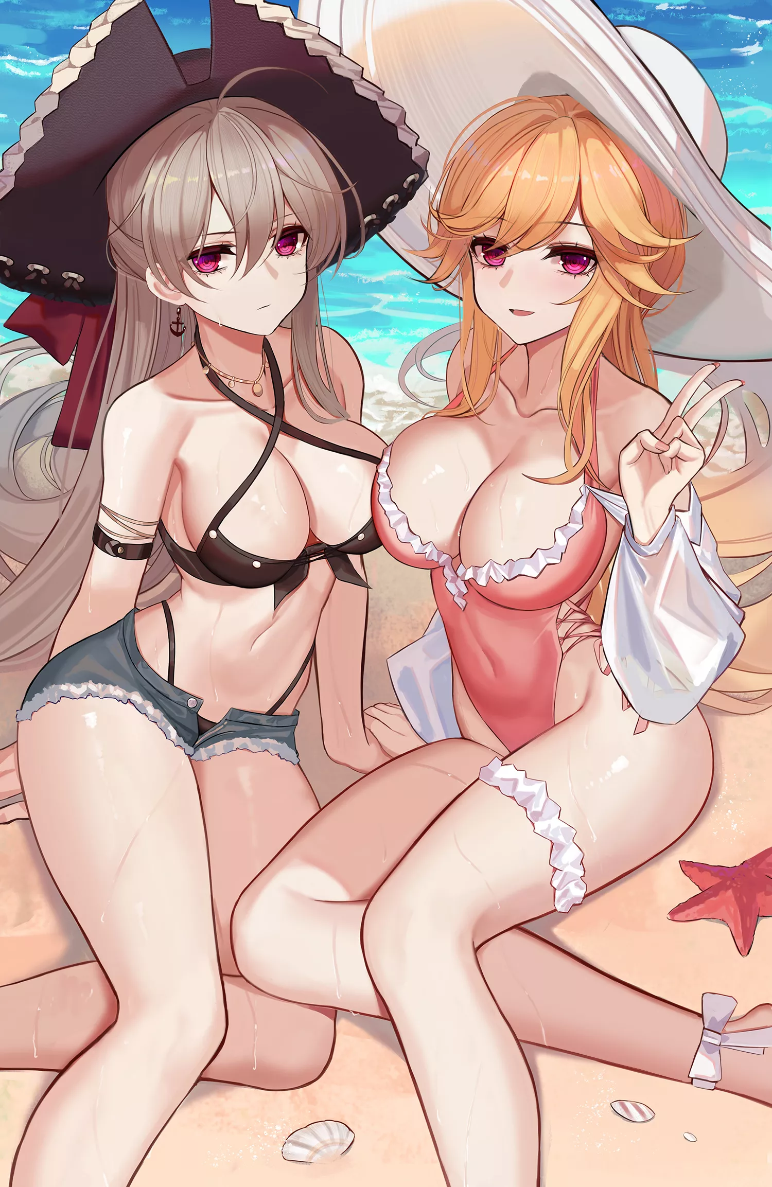 My Wife & One Of Her Friends Spend The Weekend At The Beach With Me (MNF Jean Bart & FFNF Richelieu, Azur Lane, Vichya Dominon Faction & Iris Libre Faction) posted by Ras_Elclare