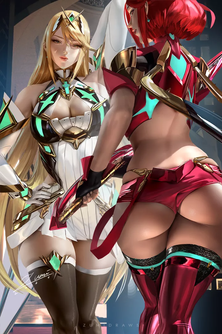 Mythra and Pyra (Zumi) [Xenoblade Chronicles] posted by EroExarch